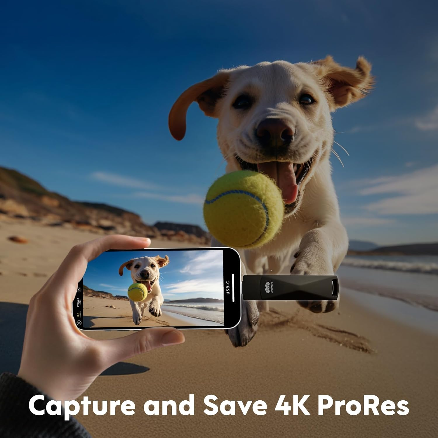 Linkmore NR P50 1TB External SSD &ndash; Type-C & USB-A Portable Drive, USB 3.2 5Gbps, 560Mb/S Read, 500Mb/S Write, 110Mb/S Sustained Write &ndash; Works with Iphone 15, PS5, Steam Deck, Android, Mac, Windows