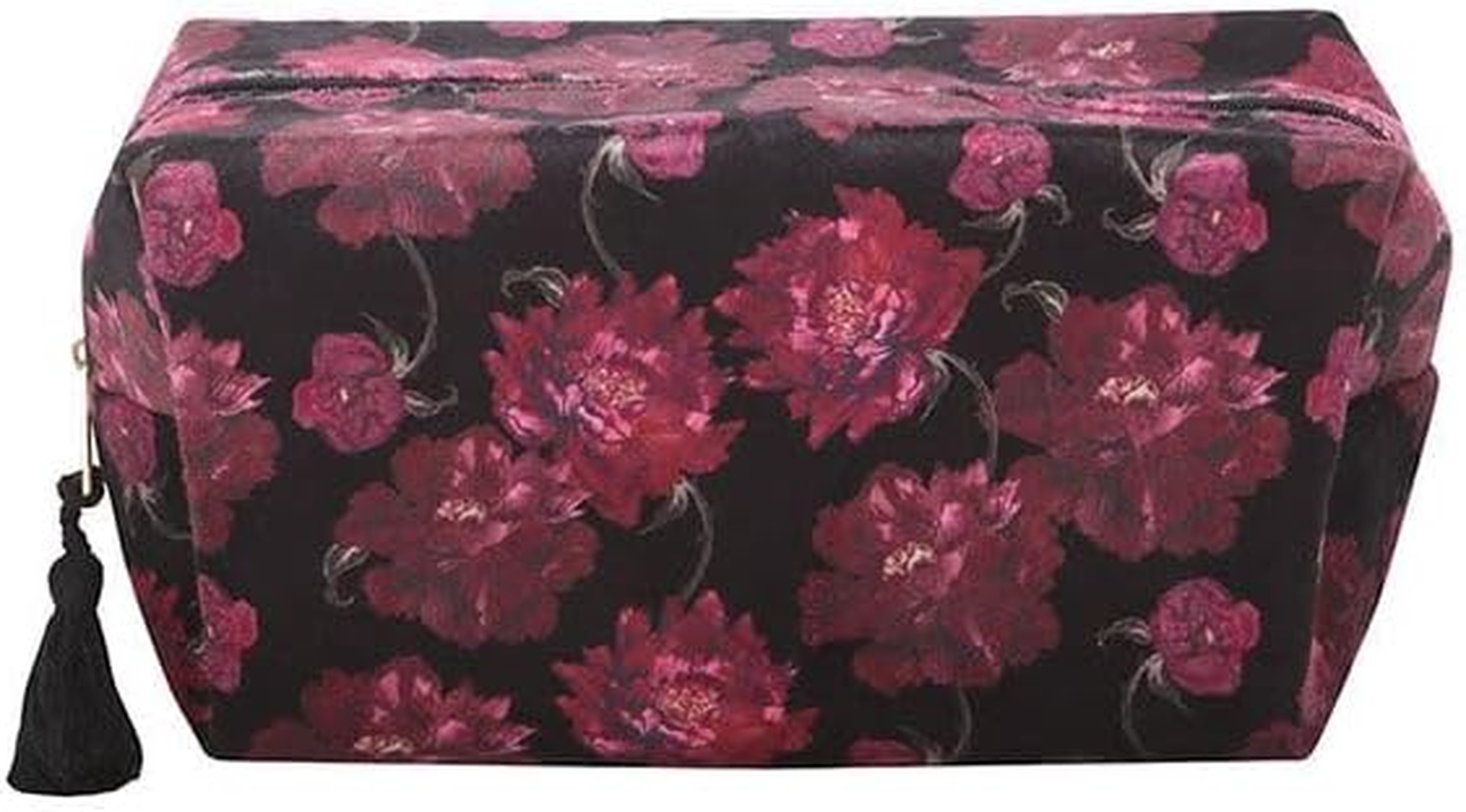 Dark Romance Floral Print Makeup Bag | Gothic Travel Pouch for Beauty Essentials | Dramatic Dark Floral Cosmetic Bag | Alt Gift Idea for Everyday Use image number 2