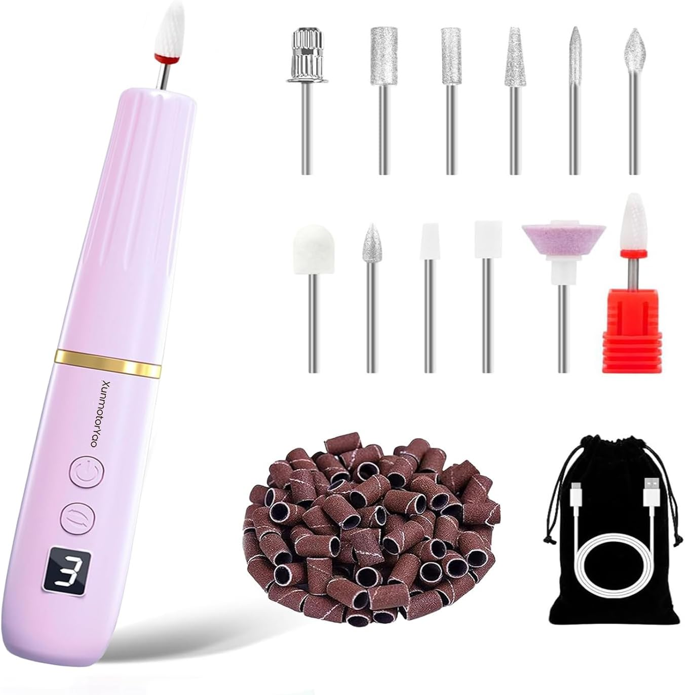 Xunmotoryao Wireless Portable Nail Cutter Professional 12 in 1 Electric Nail Drill Machine USB Rechargeable Electric 20000 RPM Electric for Manicure and Pedicure Green image number 6