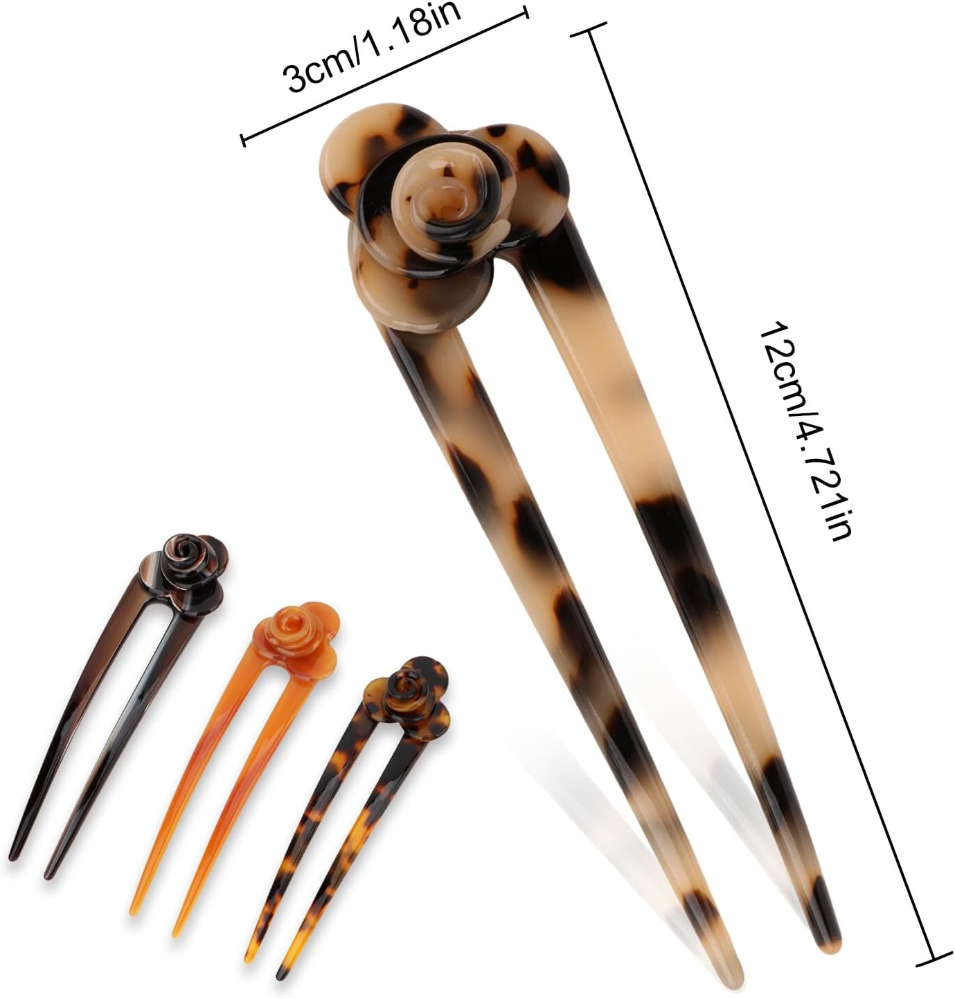 EXIPSAT Pack of 4 Tortoiseshell Flower Hair Pins U Shape Hair Clips Hair Clips for Women with All Hairstyle Styles image number 1