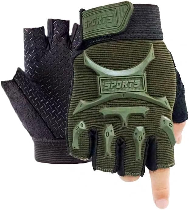 Kids Boys Girls Sport Bike Half Finger Cycling Gloves Mittens Breathable Non Slip Fingerless Riding Shockproof Sports Training Gloves UV Protection Outdoor Skateboard Gloves for 5-9Y