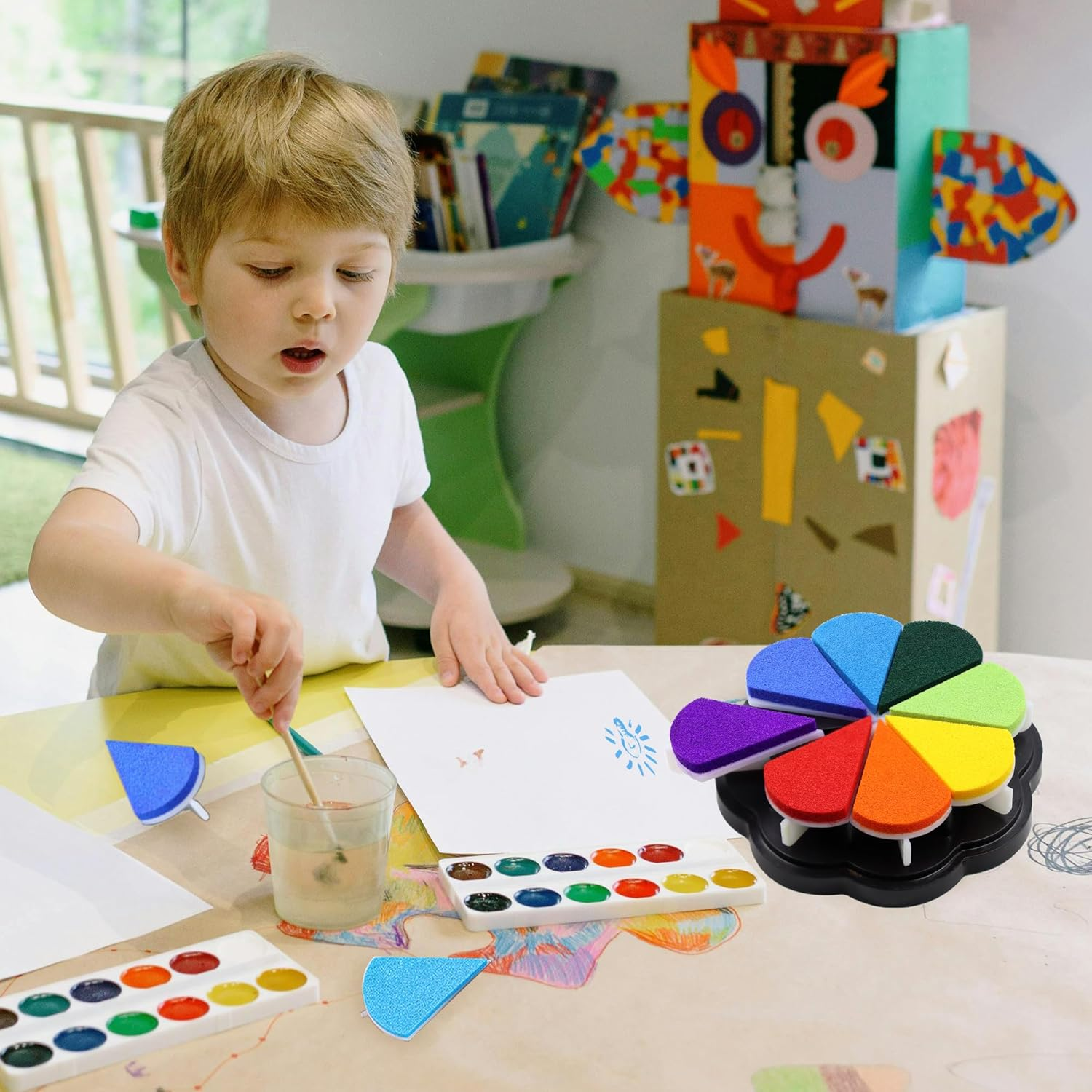 8 Colors Ink Pads for Rubber Stamps, DIY Color Hand Print Ink Pad, Petal Shape Stamp Pads for Card Making, Washable Stamp Pad, Multicolor Finger Print Ink Pads, Ink Stamps image number 2