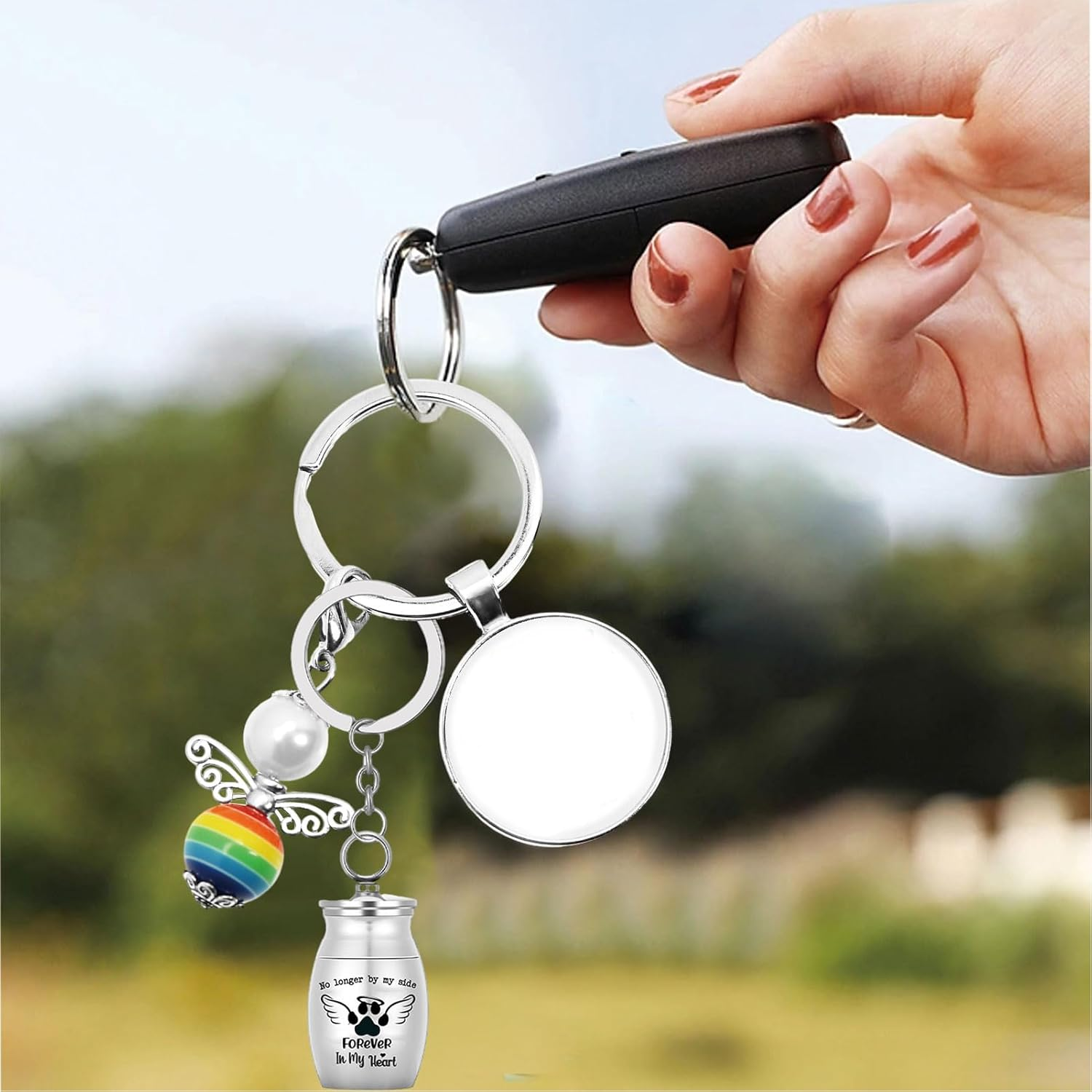 Shurzzesj Dog Ashes Keychain,Pet Urns Keychain Pet Memorial Keychain | Pet Ashes Keepsake, Stainless Steel Portable Pet Urn Key Chain, Pet Cremation Jewelry for Cats Dogs
