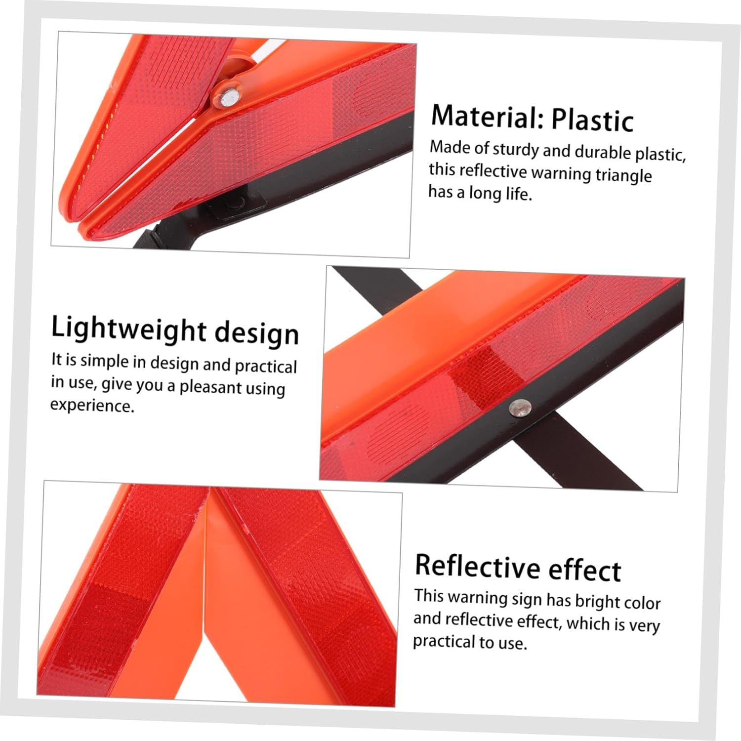 MAGICLULU Reflective Roadside Safety Triangle for Vehicles Trucks Cars Emergency Warning Sign with High Visibility for Night Use Practical Road Construction and Maintenance Alert