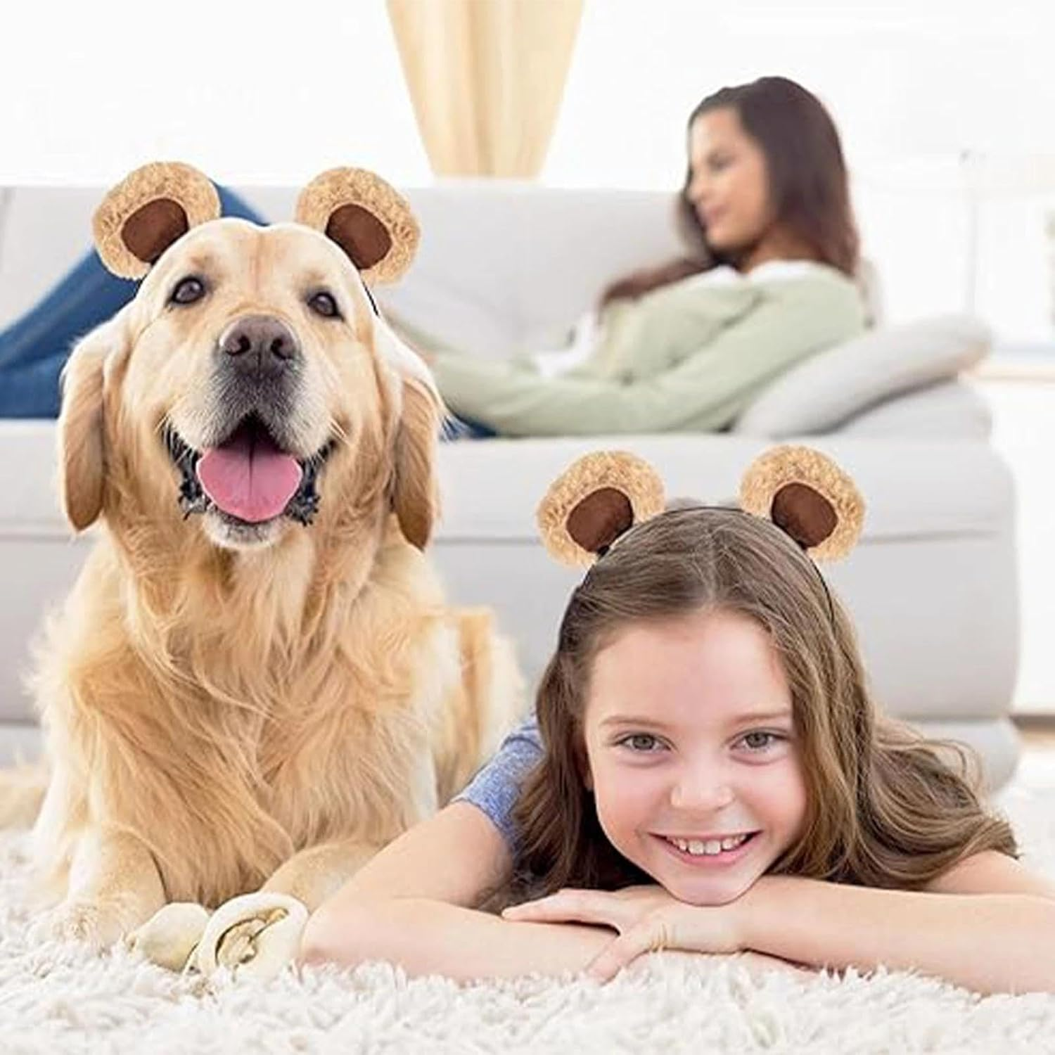 Dinghaole 2Pcs Cute Brown Bear Ear Headband, Soft Plush Animal Ear Headband for Costume Parties, Role-Playing, Festivals, Photography Props image number 5