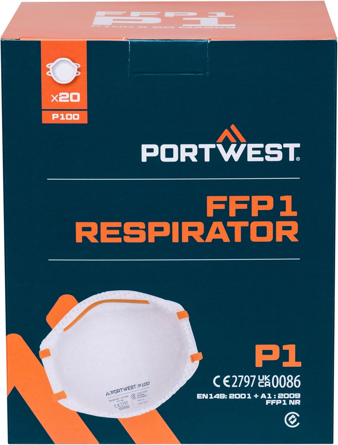 Portwest P100 Disposable FFP1 Respirator Face Mask (Pack of 20) White image number 5