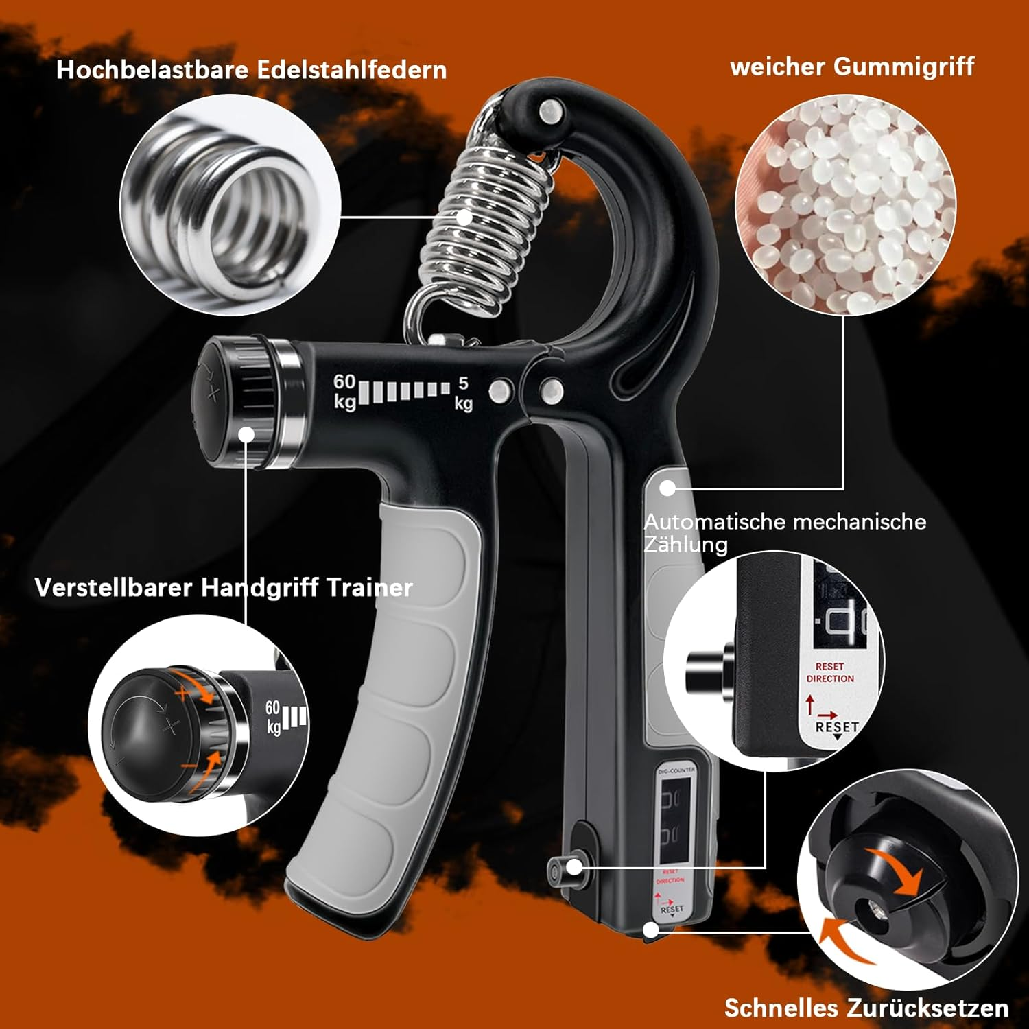 Hand Trainer, Finger Trainer, Forearm Trainer, Grip Strength, Wrist Trainer Set, Hand Strength, Finger Grip Strength Training Device with Massage Ball, Hand Muscle Trainer for Climbing, Stress image number 3