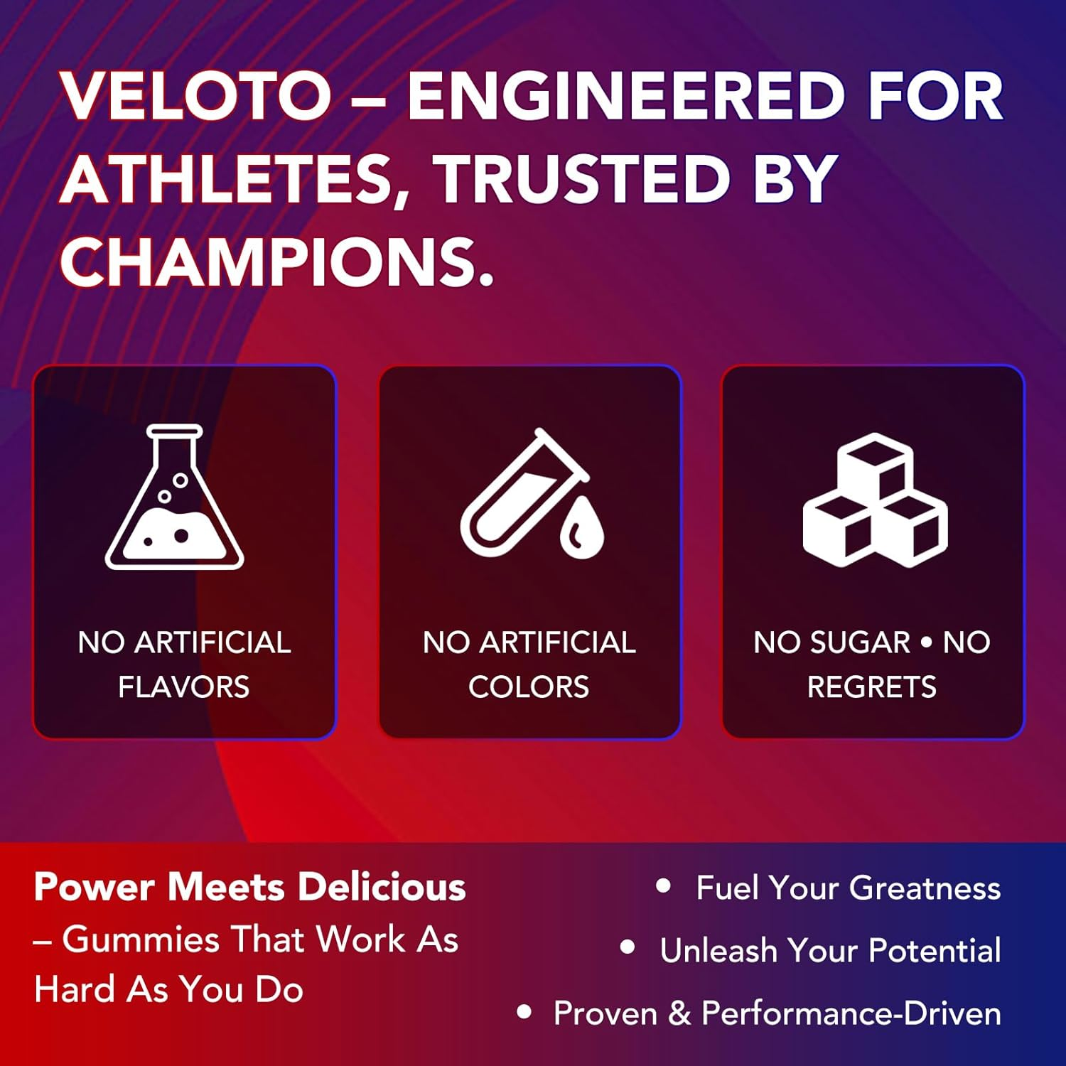 VELOTO Creatine Monohydrate Gummies with Taurine & Alpha GPC, 5000Mg Creatine Gummies Chewables, Ultra Concentration Gummy, Vegan Pre-Workout Supplement, Sugar Free, 120 Count Double Flavor image number 5