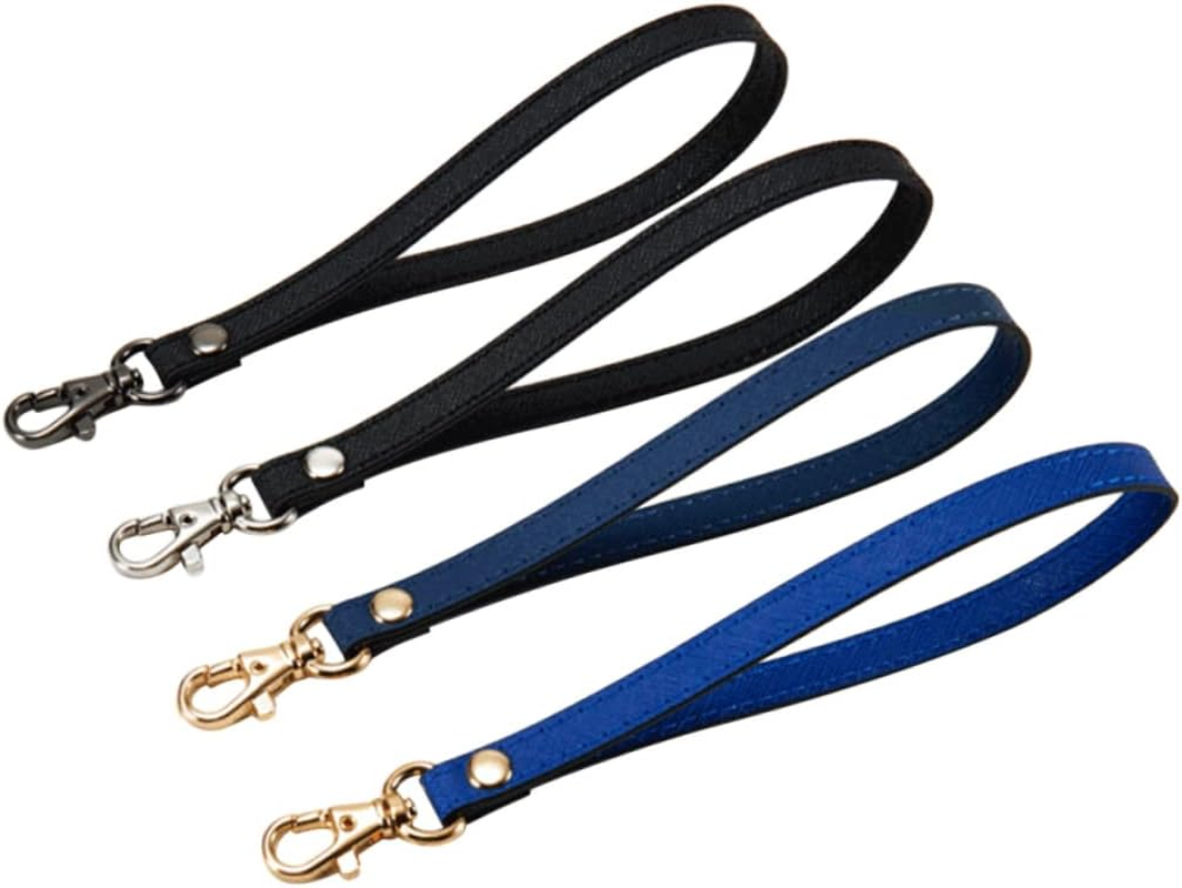 MINAOLULUS Leather Wrist Strap Clutch Wristlet for Women, Blue Textured Genuine Leather with Gold Buckle, Keychain Compatible Hand Strap for Purse Making and DIY Accessories image number 4