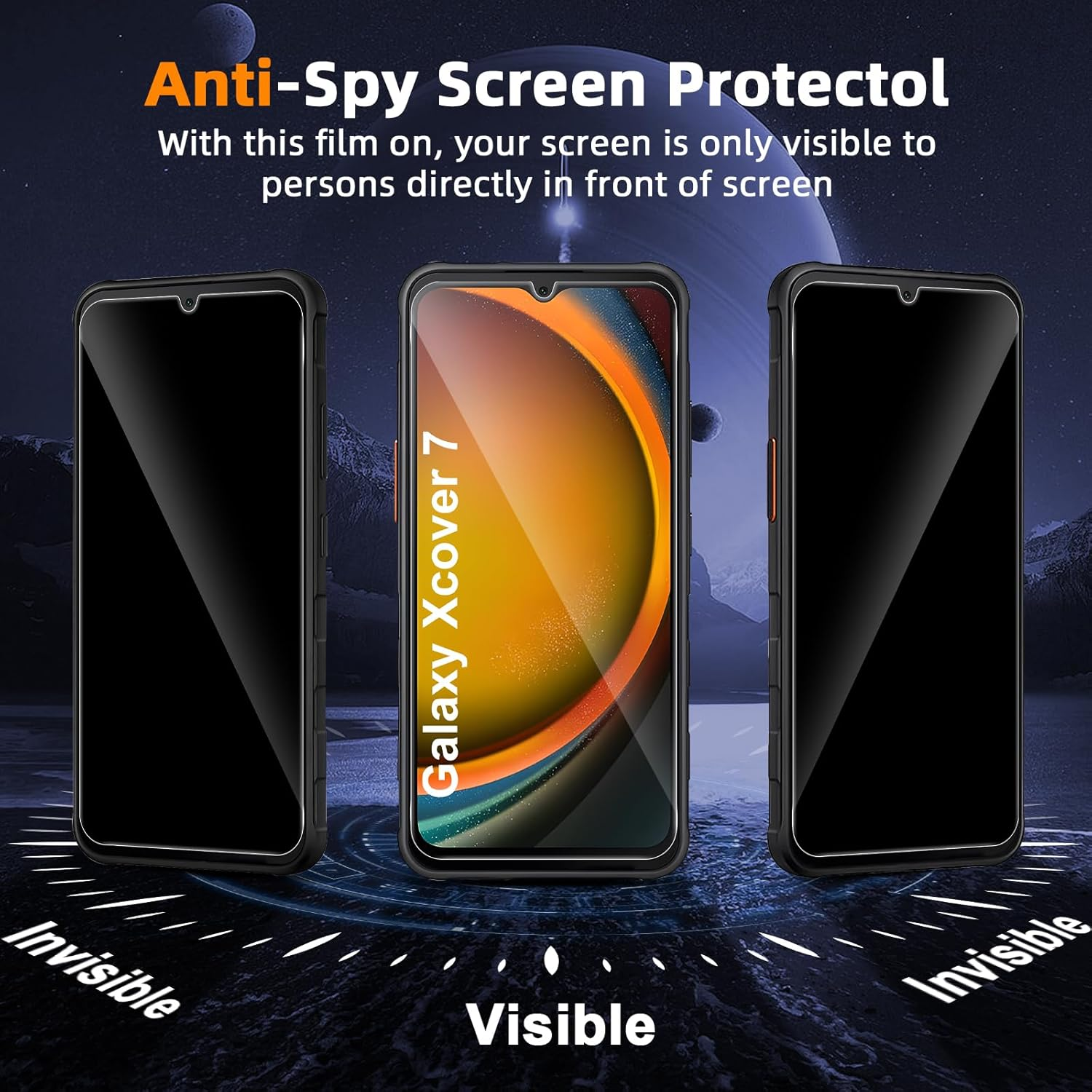 GEEMEE Privacy Screen Protector for Samsung Galaxy Xcover 7/7 Pro/Xcover7 Enterprise Edition for Tempered Glass, Pack of 2, 9H Hardness, Bubble-Free, Anti-Spy Privacy Screen Protector image number 3