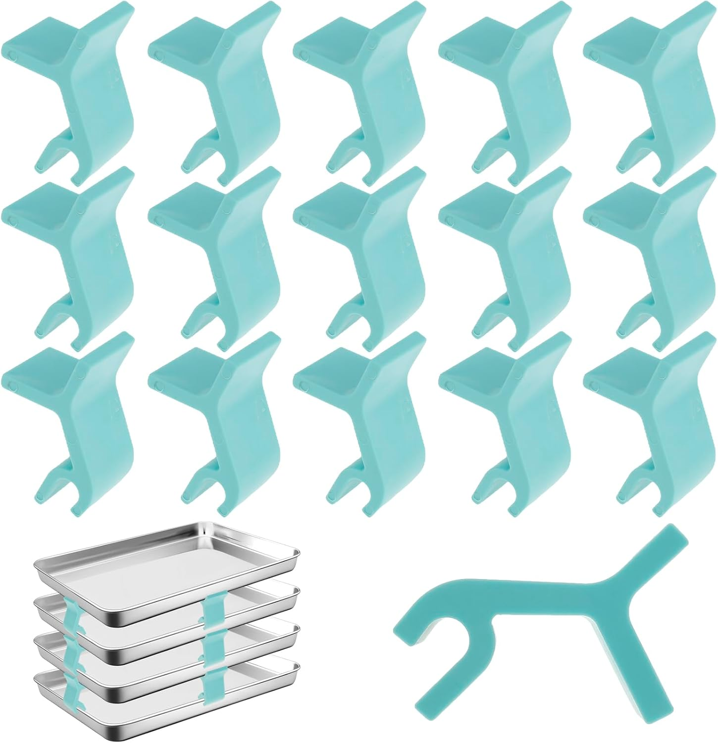 Abizarch 16Pcs Baking Sheet Stackers Set, Space-Saving Tray Stackers, Trays Stacking Holder,Multipurpose Baking Tray Stackers for Freeze Dryer Trays 5X3X2.5 Cm(Blue) image number 3