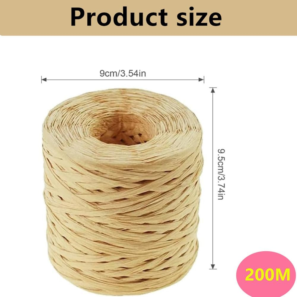 200M Raffia Ribbon for Gift Wrapping Easter Raffia Paper Craft Ribbon for Gift Birthday Packing Paper Natural Materials Natural Raffia Paper Raffia Ribbon image number 4