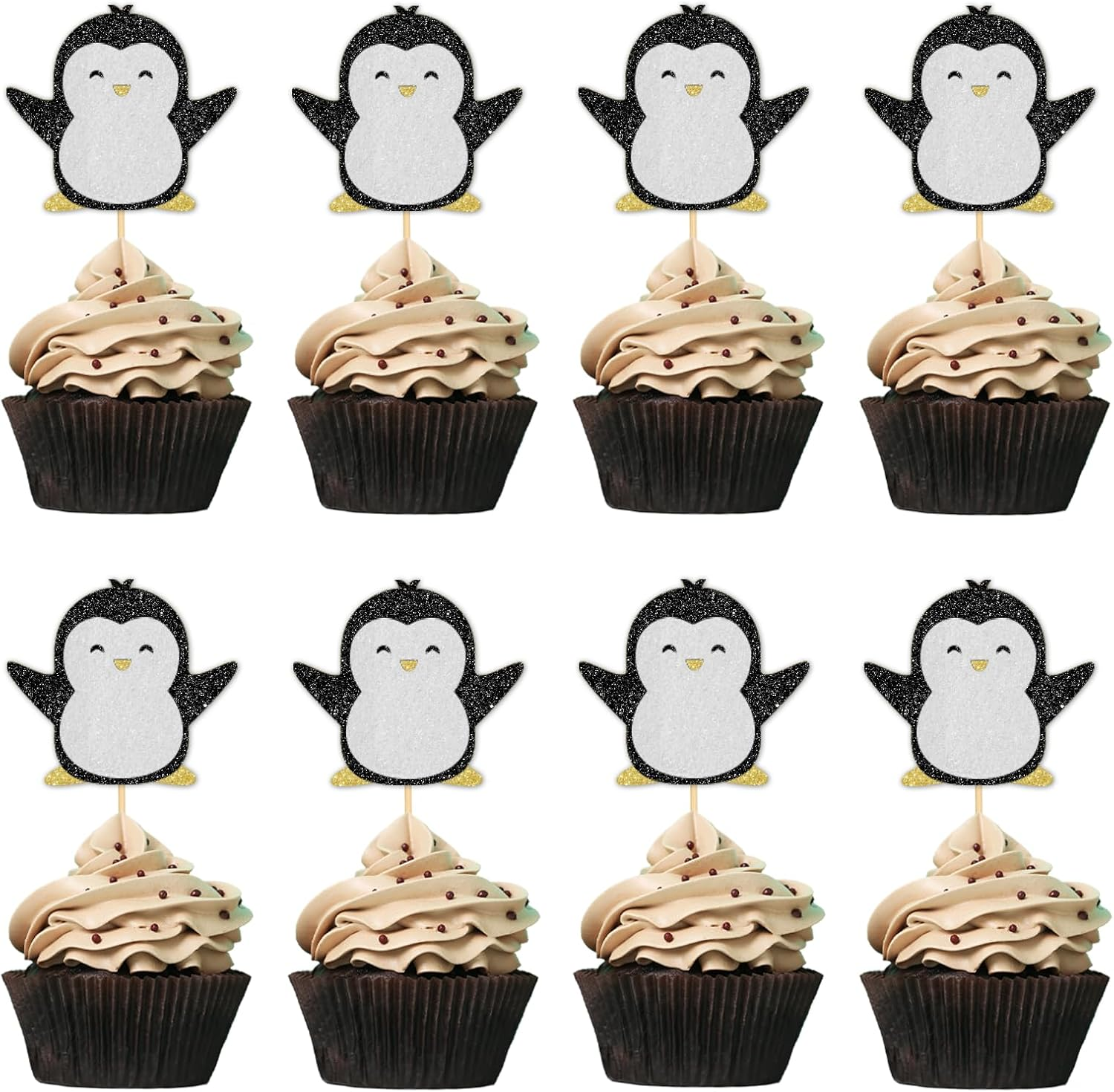 Penguin Cupcake Toppers, Penguin Baby Shower Party Decorations, Kids Birthday Party Cupcake Picks, Winter Onederland Party Supplies, 12Pcs image number 5