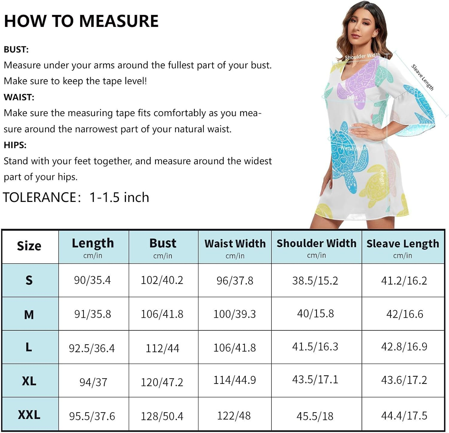 Pastel Sea Turtles White Elegant V Neck Dress Printed Maternity Dress Party S-XXL