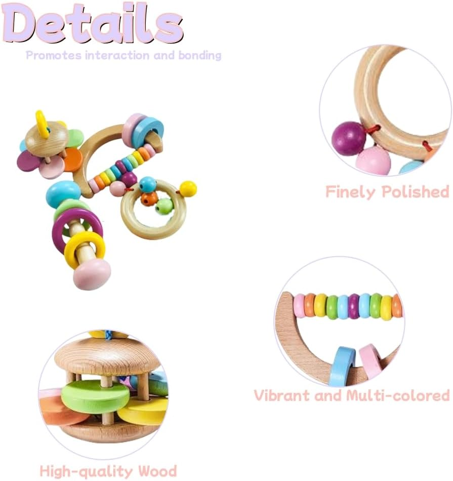 4 Pcs Wooden Bunny Toys,Safe Rabbit Toys, Bite-Resistant Guinea Pigs Toys,Boredom Break Toys for Chinchillas Hamsters Small Animals Playing Teeth Grinding Indoor Outdoor image number 5