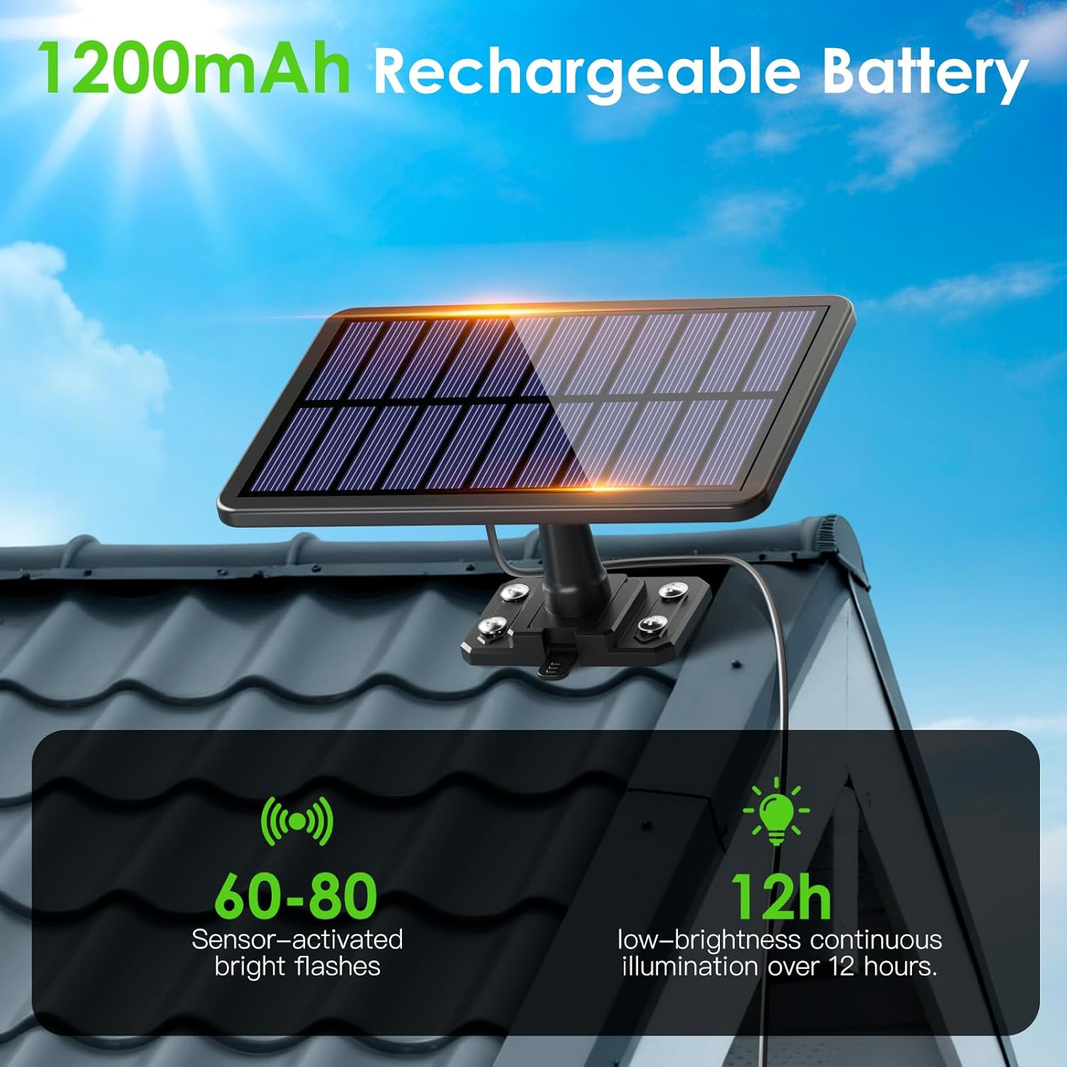 Quntis Solar Lights Outdoor, 189 LED 1200LM Motion Sensor Lights, Security Spot Lights with Remote, IP65 Waterproof outside Solar Flood Lights with Separate Solar Panel for Door Yard Pathway, 2 Pack image number 6