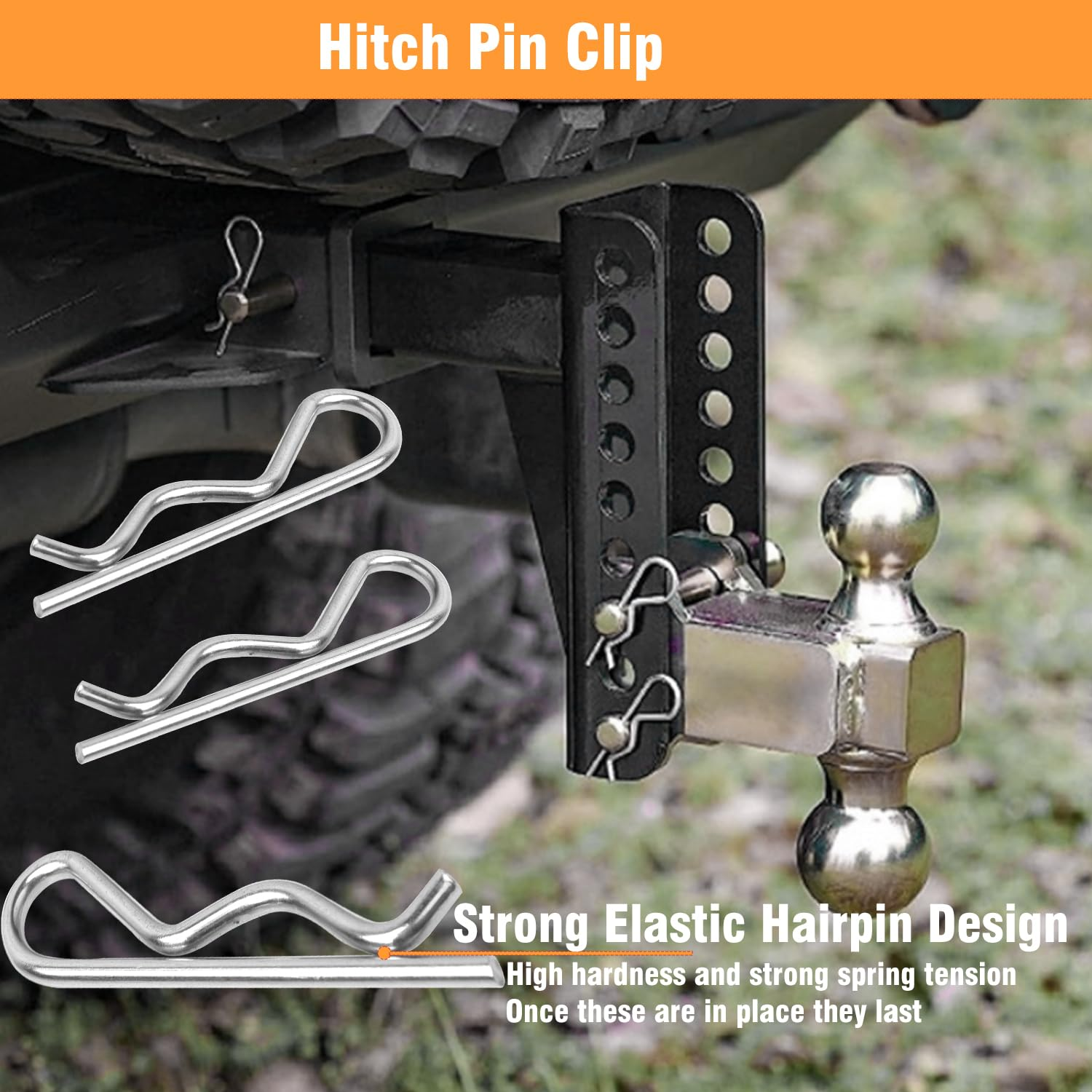 15 Pcs Heavy Duty Cotter Pins,Hitch Pins Clip R Clips Spring Retaining Wire Hair Pins Kotter Pin Strong Spring Tension Large Hardware Pins for Trailer Tractors Mower Carts Truck Pin Clip M3X60Mm image number 1