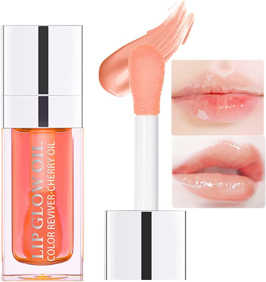 Wimode Plumping Lip Oil Moisturizing Lip Tint Transparent Lip Care Non-Sticky Glossy Fresh Texture Primer Lip Balm for Women(012#)