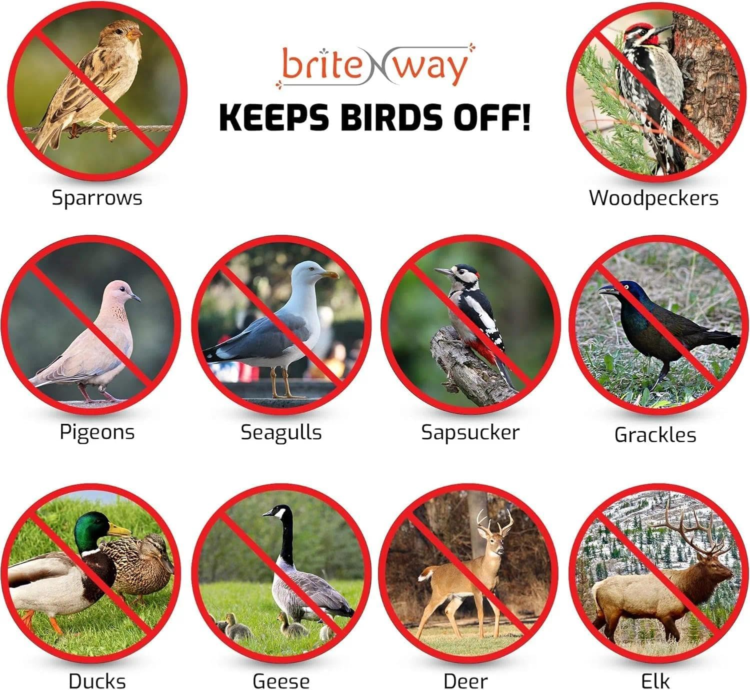 Bird Scarer Reflective Tape, Dual-Sided Bird Deterrent Ribbon for Outdoor Use, Premium Quality Scare Tape for Pigeons, Geese & More &ndash; 350 Ft Long by Fengea image number 3