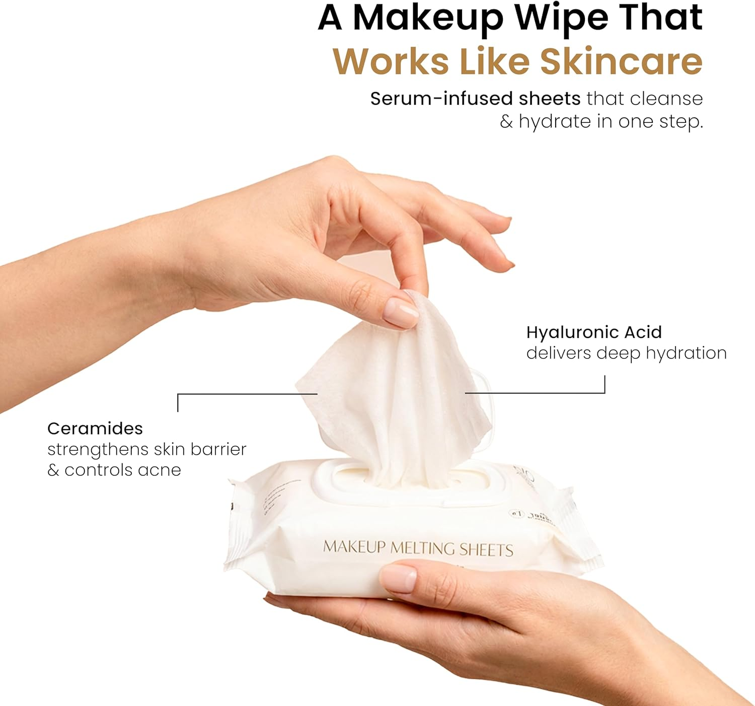 Personal Touch Makeup Melting Skin Care Wipes | World&rsquo;S First Serum Infused Hydrating Makeup Remover with Hyaluronic Acid & Ceramides | Improves Skin Barrier & Controls Acne | 100% Bio-Degradable | 30 image number 2
