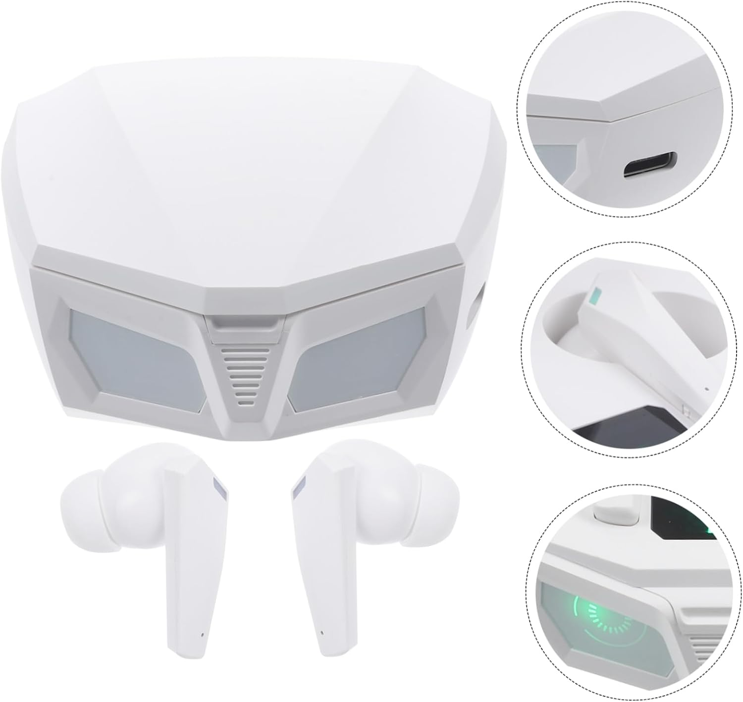 MERRYHAPY Wireless in Ear Gaming Earphones with Driver Low Latency Hifi Surround Sound Automatic Connection Wireless Headset for Mobile and White image number 4