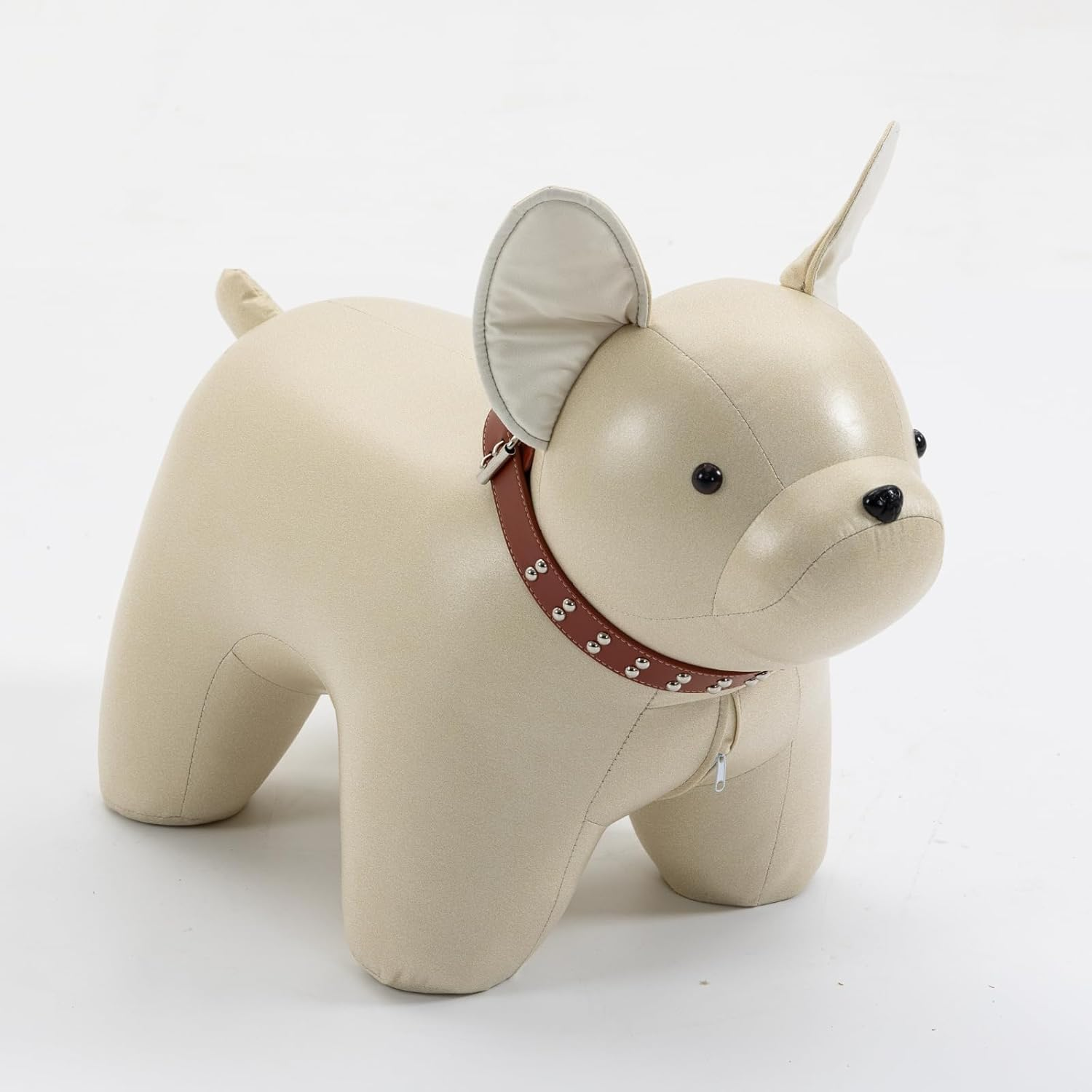 BST FURNH Cute Dog Animal Ottoman Animal Chair Dog PU Leather Pouf Wood Foot Stool Funky Ottoman Nursery Ottoman Puppy Cool Chair image number 1