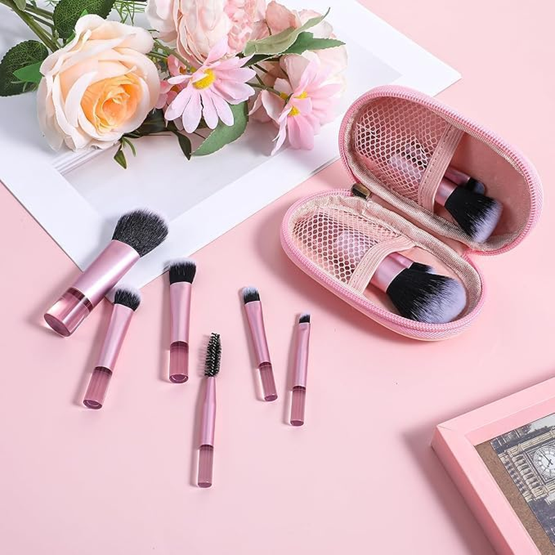 Travel Makeup Brush Set, 10 Pieces Travel Makeup Brush Set Makeup Brushes with Pouch,Mini Portable Makeup Brushes with Pouch for Women and Girls
