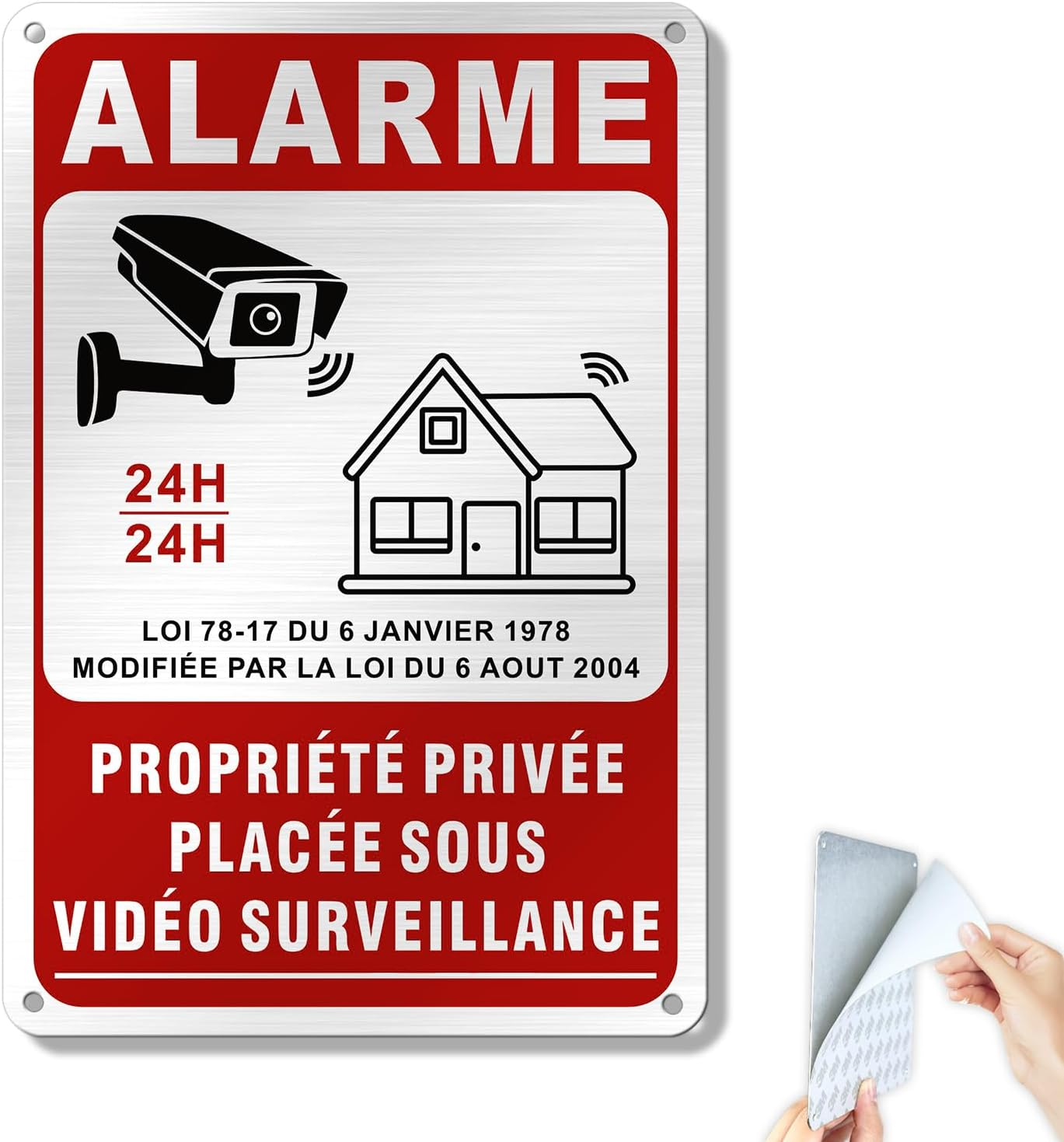 SINMAO Private Property Alarm Sign Placed under Video Surveillance - Camera Surveillance Sticker/Home Alarm Plate/Home Security/Video Surveillance.