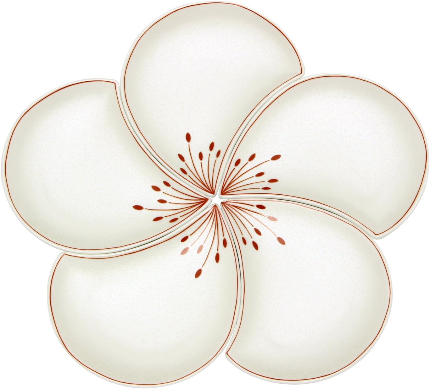 Arita Ware 97908 Kouraku Kiln Plum Petals, Small Plates, Set of 5, White Glazed Silver image number 6