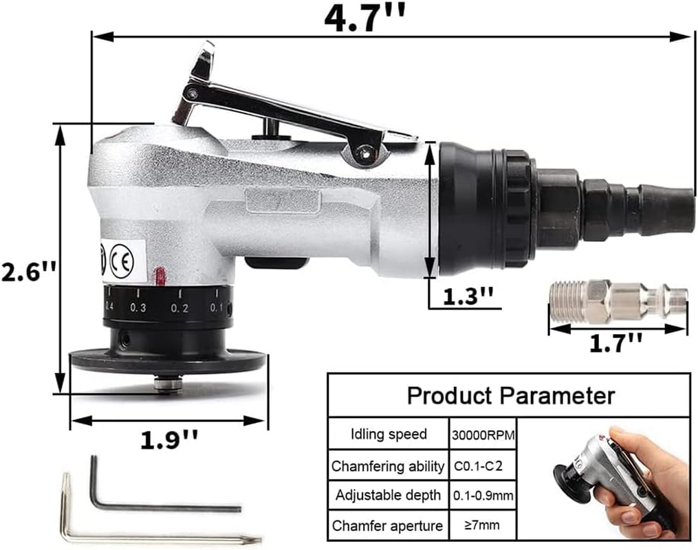 Mini Pneumatic Chamfering Tool with Replace Blades Inserts and Bearings, 45 Degree Air Chamfer Deburring Tool image number 4