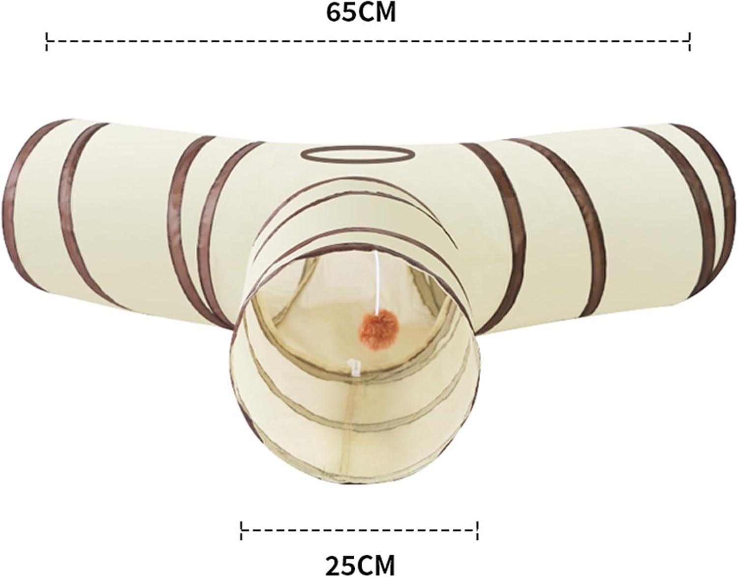 Cat Tunnel, Collapsible Tube with 1 Play Ball Toys, 3 Ways Tunnels for Indoor Cats, Puppy, Kitty, Kitten, Rabbit，Ensures Endless Entertainment for Your Furry Friends（Brown） image number 1