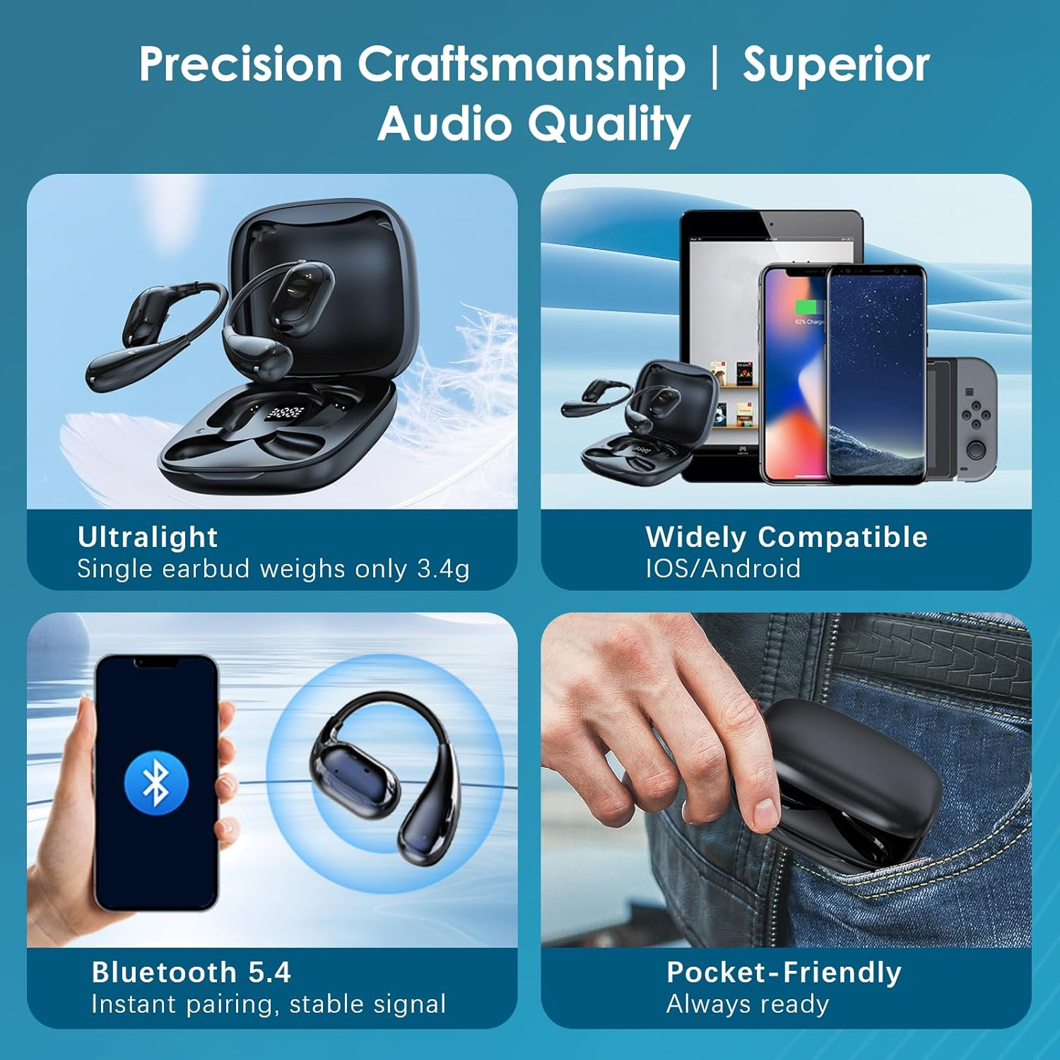 Translator Headphones Ninonly Bluetooth Voice Translator Earbuds for Real Time Translation for Travel, Business image number 5