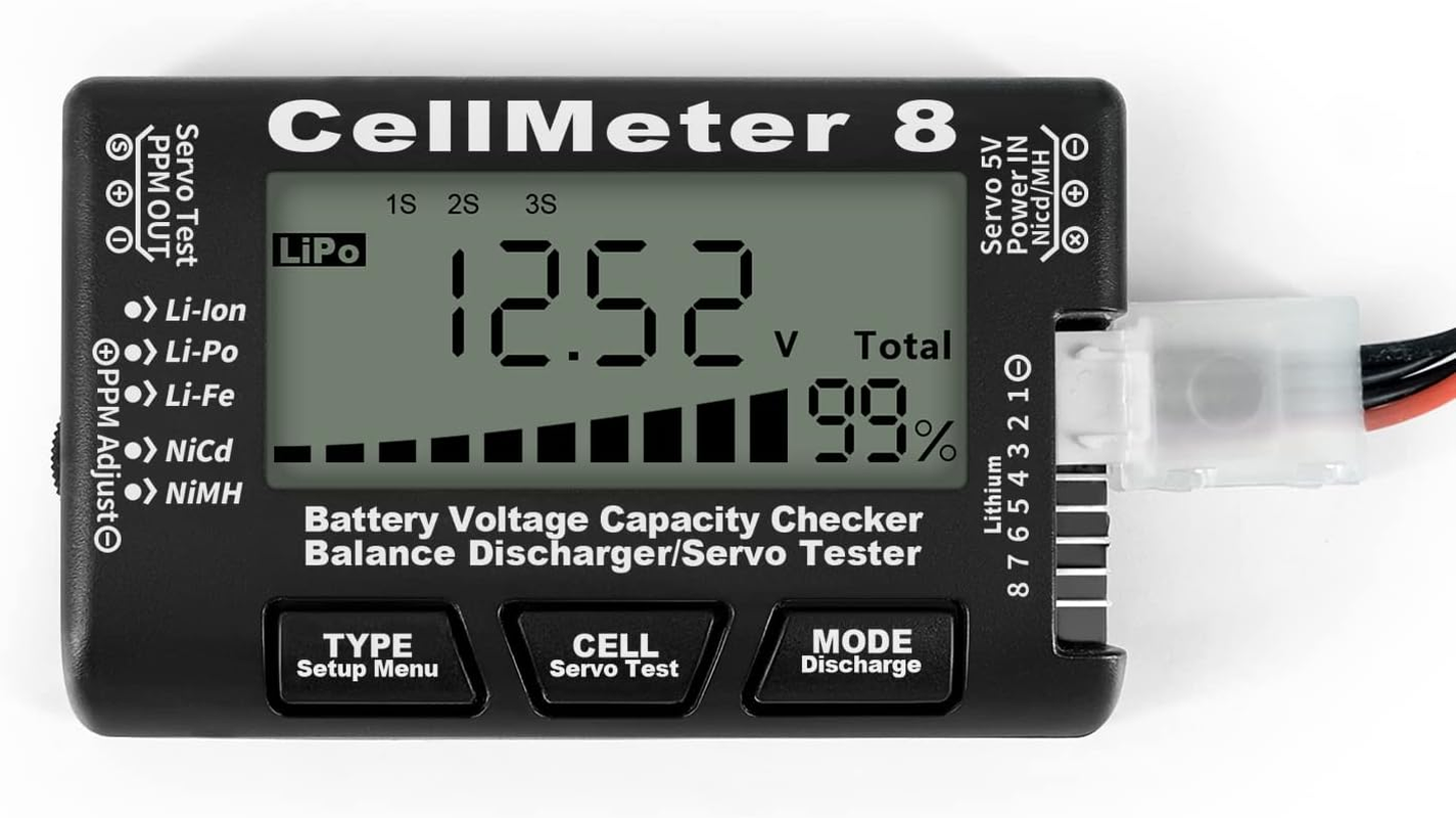 Nurdo Digital Battery Checker 8 in 1 Li-Ion Battery Tester Lipo Life Nimh Voltage Tester Black image number 4