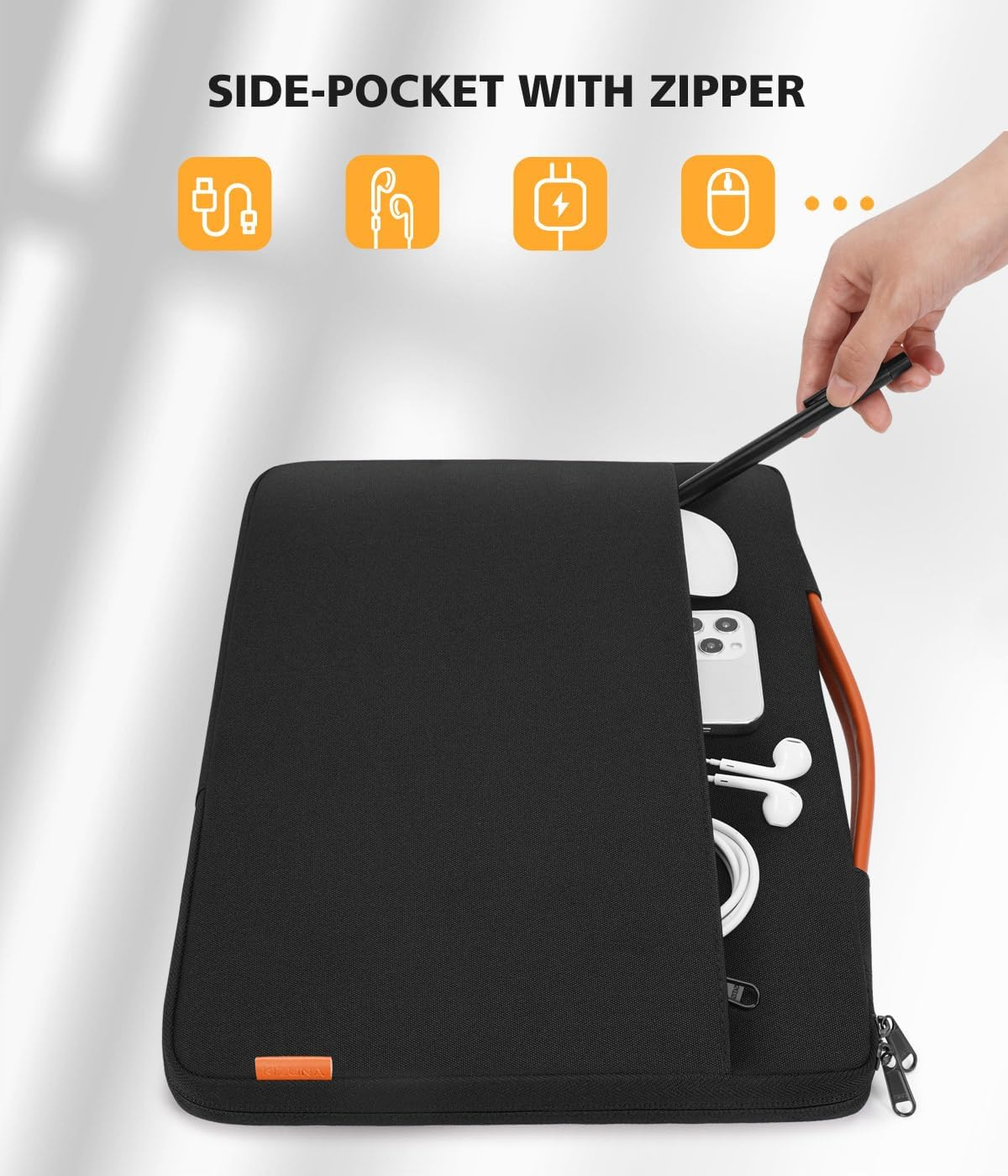 KIZUNA Laptop Sleeve Case 15.6 Inch Computer Carrying Bag for 16" Macbook Pro M1 M2 Max/16 Lenovo Ideapad Flex 5I/Thinkbook 16+ /15.6" HP Envy X360 15/Dell XPS 15/LG Gram 15/Ideapad 5 Pro Gen 6,Black