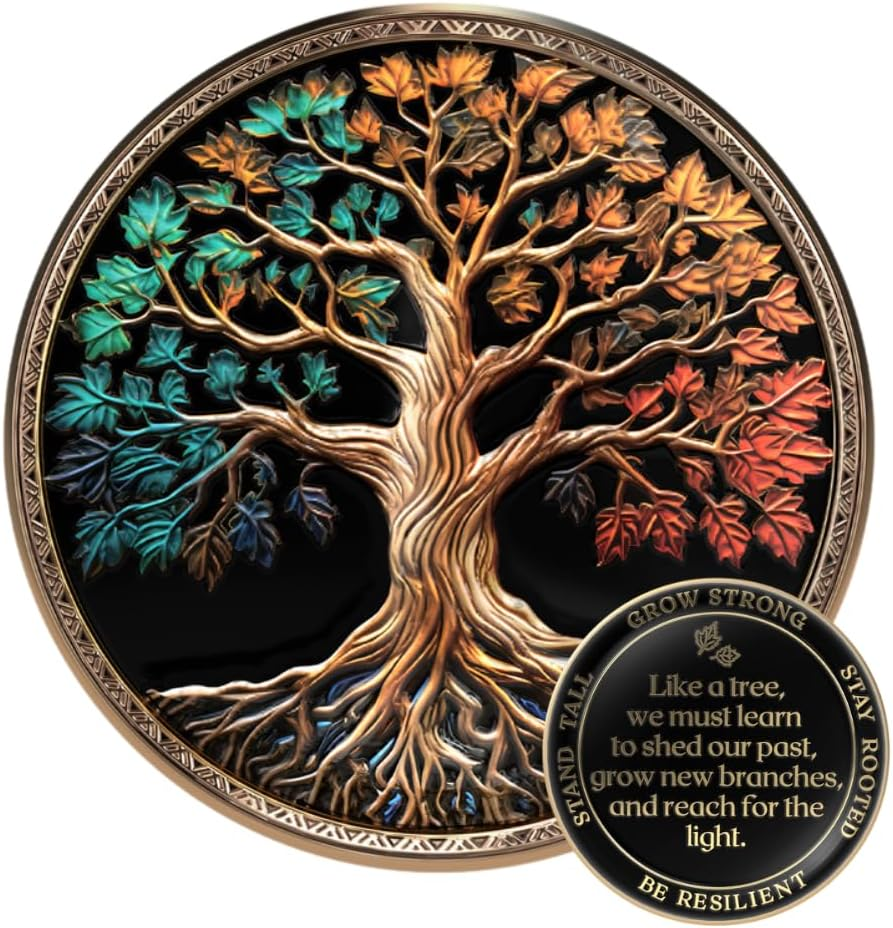 Milestonemint Affirmation Sobriety Coin Gift Set | Tree of Life AA Chip Medallion with Coin Capsule, Display Stand & Card | Sobriety Gifts for Anniversary Month & Year for Men & Women in Recovery image number 2