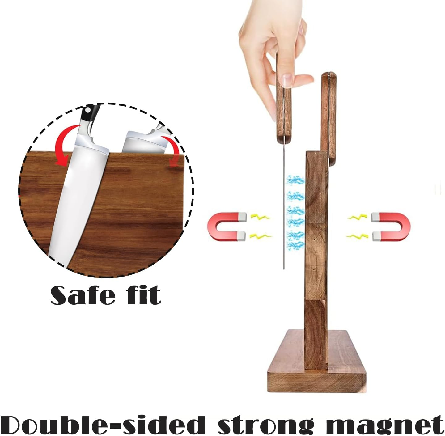 Uniharpa Magnetic Knife Block 12 X 10 Inch Holder Rack Double Side Magnetic Stands with Strong Enhanced Magnet & anti Slip Feet for Safe