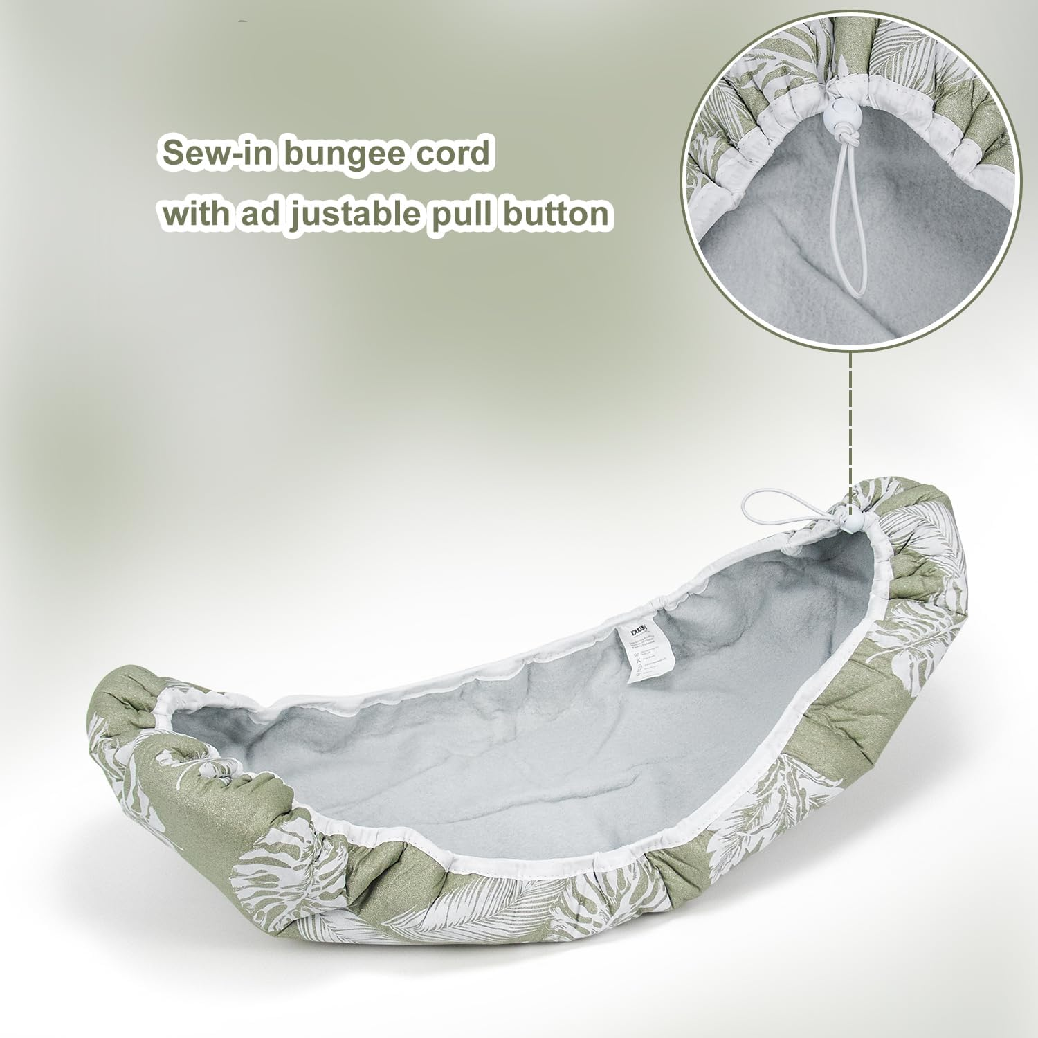 Duwee Ironing Board Cover 12X32 Inches - Heat-Resistant, Thick 8Mm Felt Padding, 100% Cotton Fabric with Elastic Edge for Non-Slip Fit - Durable, Fade-Proof（White Leaves）