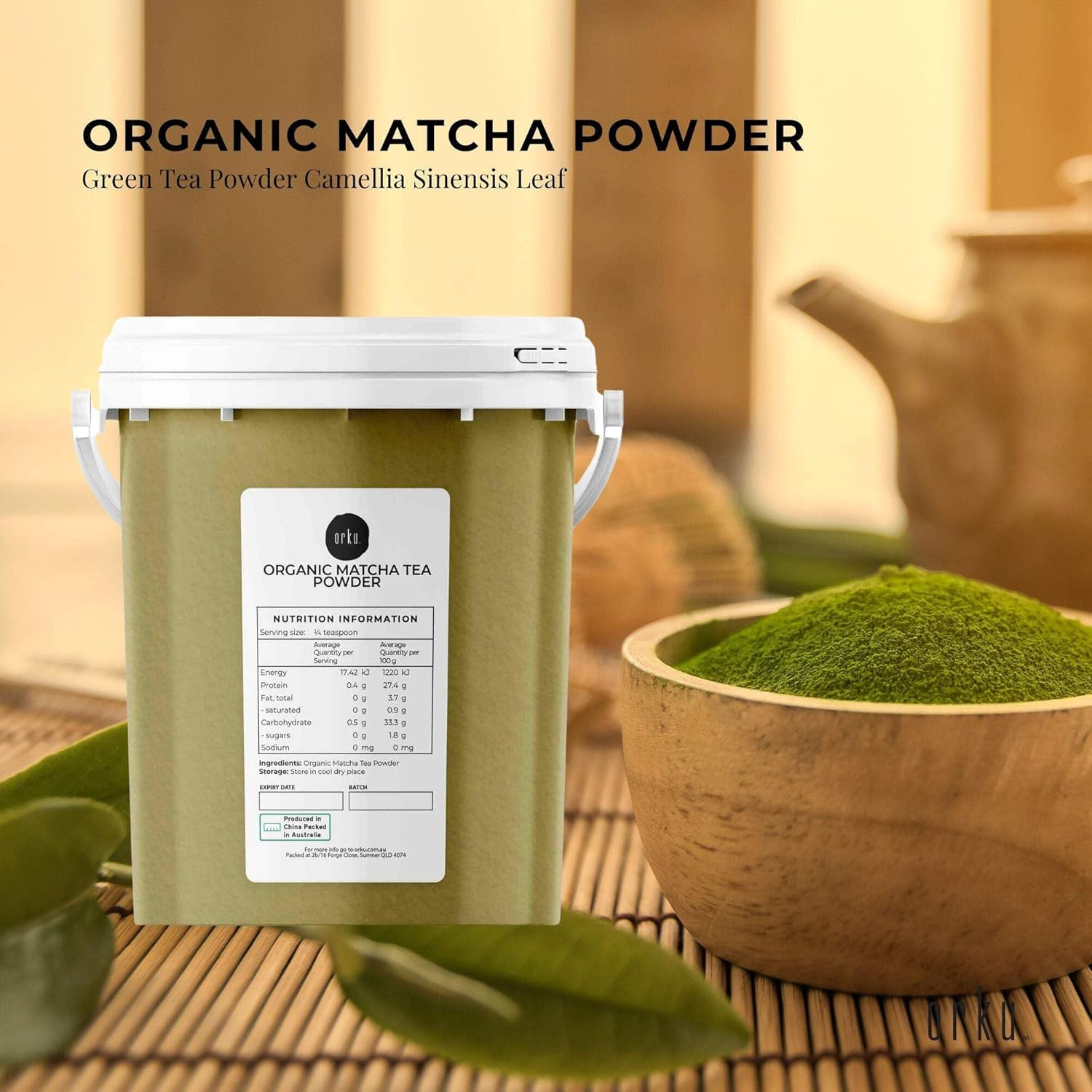 600G Organic Matcha Powder Tub Bucket Camellia Sinensis Green Tea Leaf image number 3