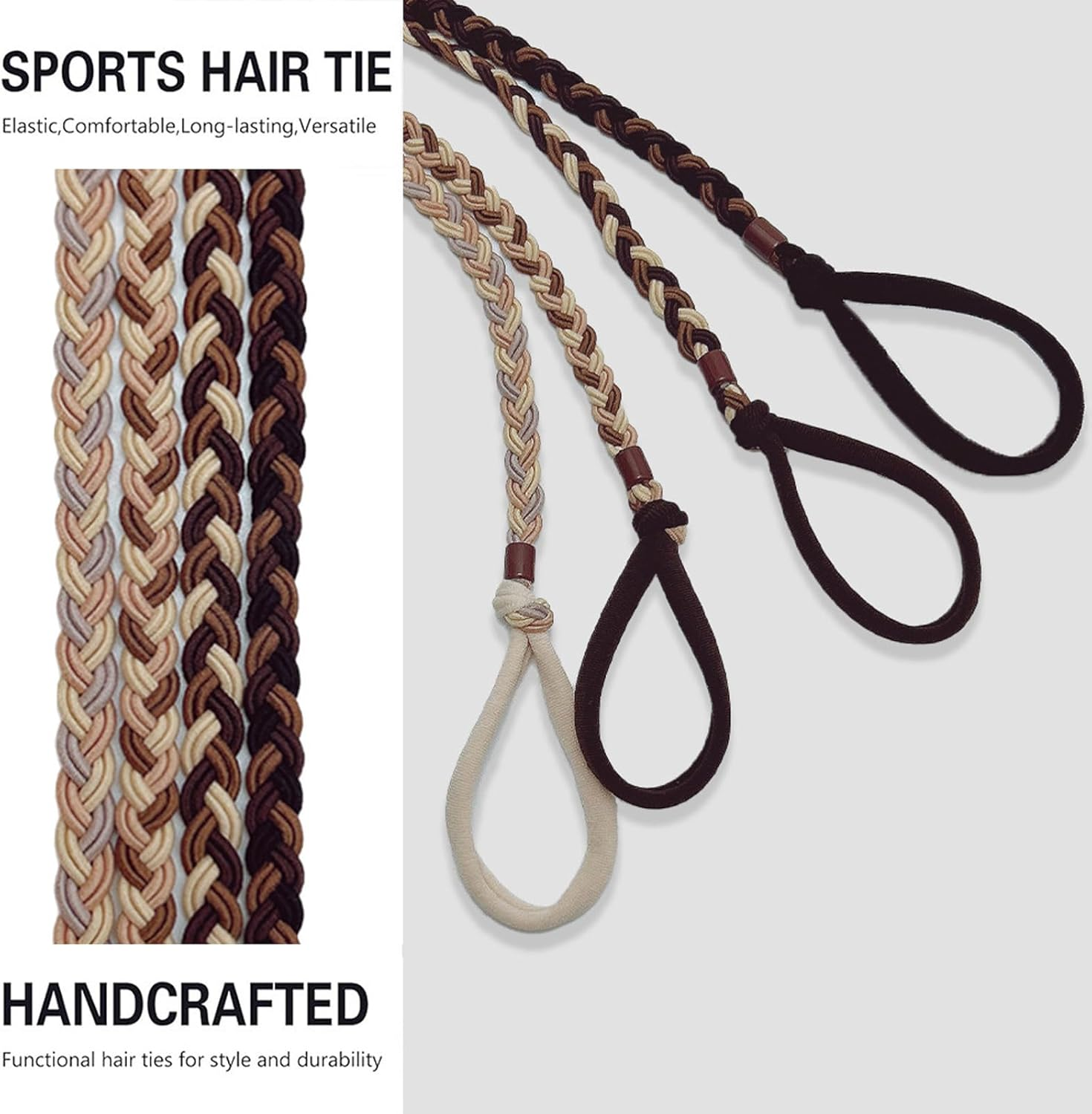 4 Pcs 25" Spiral Braided Hair Ties for Sports,No Damage,Riptie Hair Bands for Gym, Yoga,Beach Activities,Non-Slip Elastic Ponytail Holders for Women Girls,(Mix Color) (41) image number 4