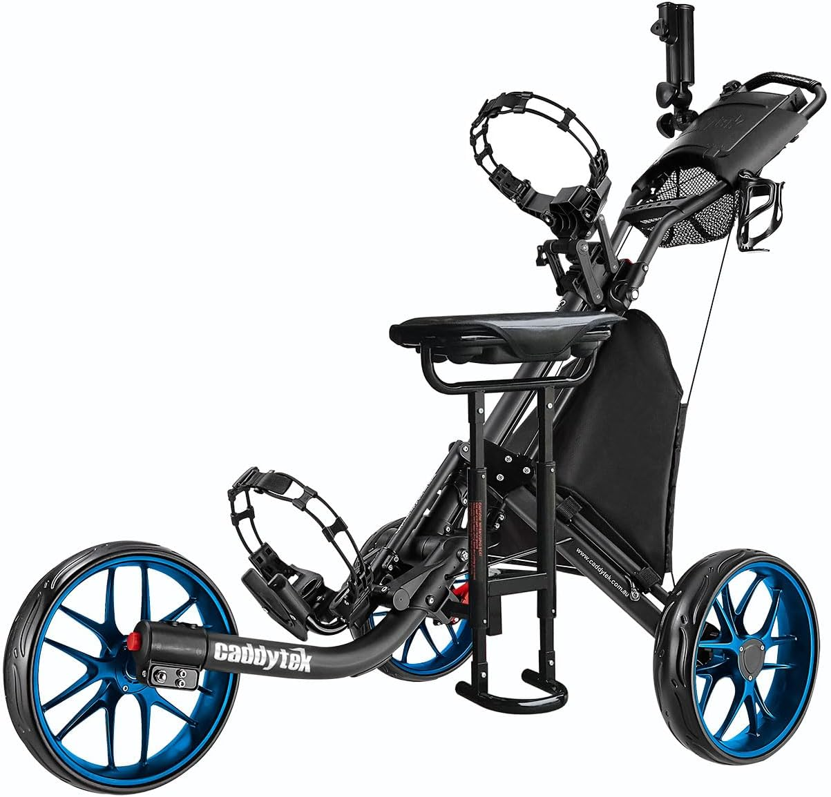 Caddytek Caddylite Ez-Fold Pro 3-Wheel Golf Buggy/Push Cart + Removable Seat - 12-Month Australian Warranty
