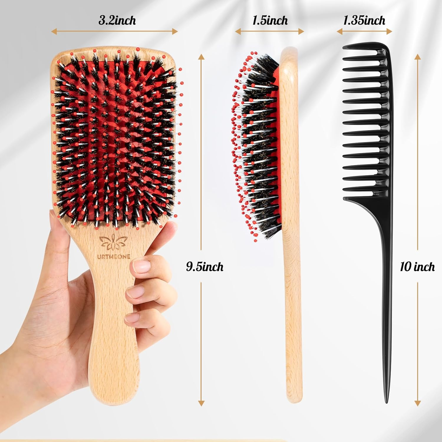 URTHEONE Hair Brush Boar Bristle Hair Brushes for Women image number 3