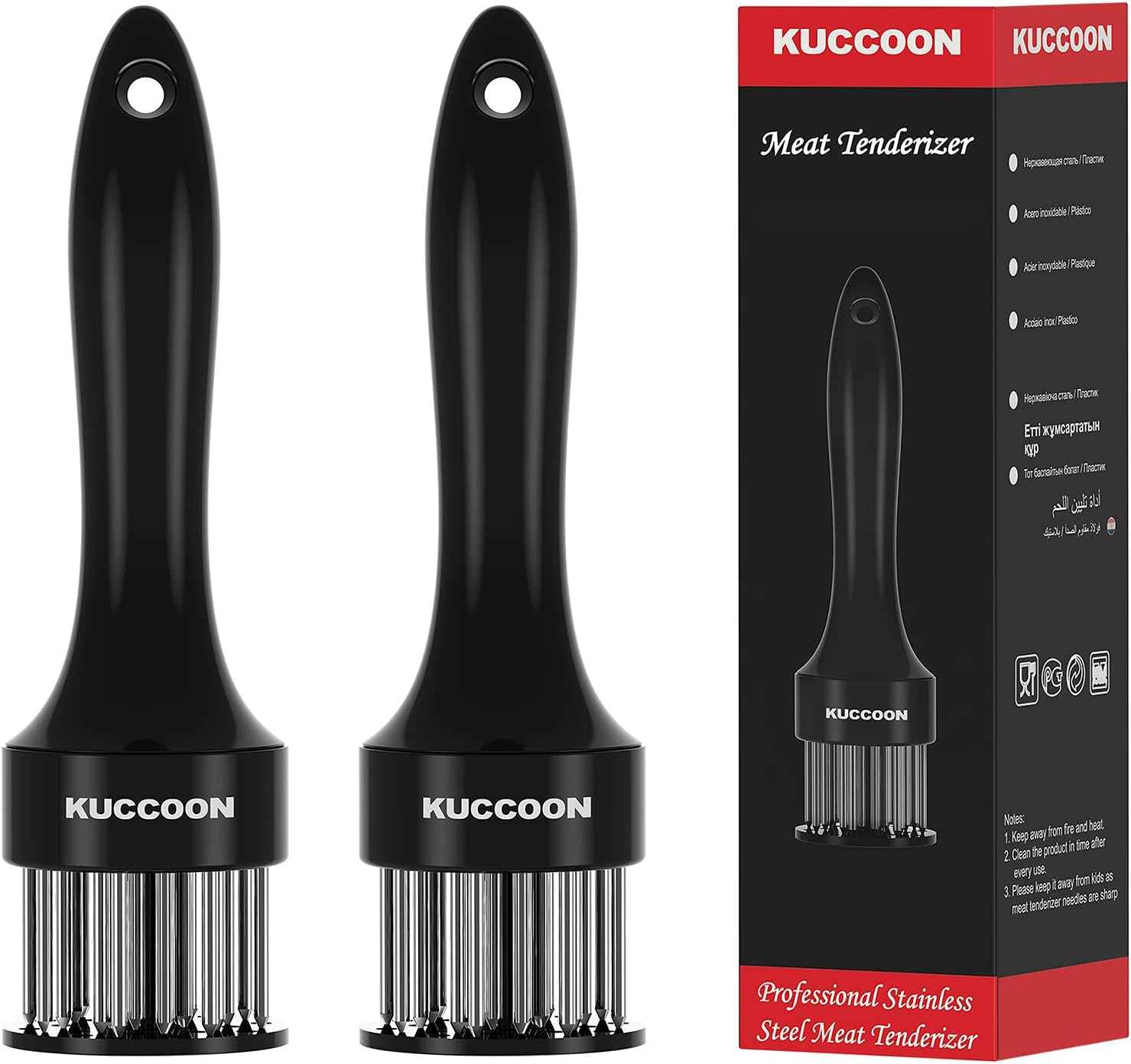 KUCCOON Meat Tenderizer Tool Stainless Steel Needle Ultra Sharp 24 Blades Tenderizer Tool for Tenderizing Beef Chicken Steak Veal Pork
