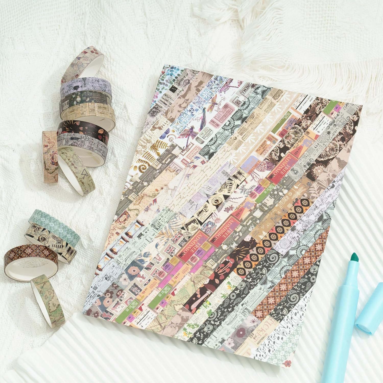 YUBBAEX Vintage Washi Tape Pack 50 Rolls Retro Printed Masking Tape Antique Patterns Decorative for Arts, DIY Crafts, Journal Supplies, Planners, Scrapbook, Card/Gift Wrapping