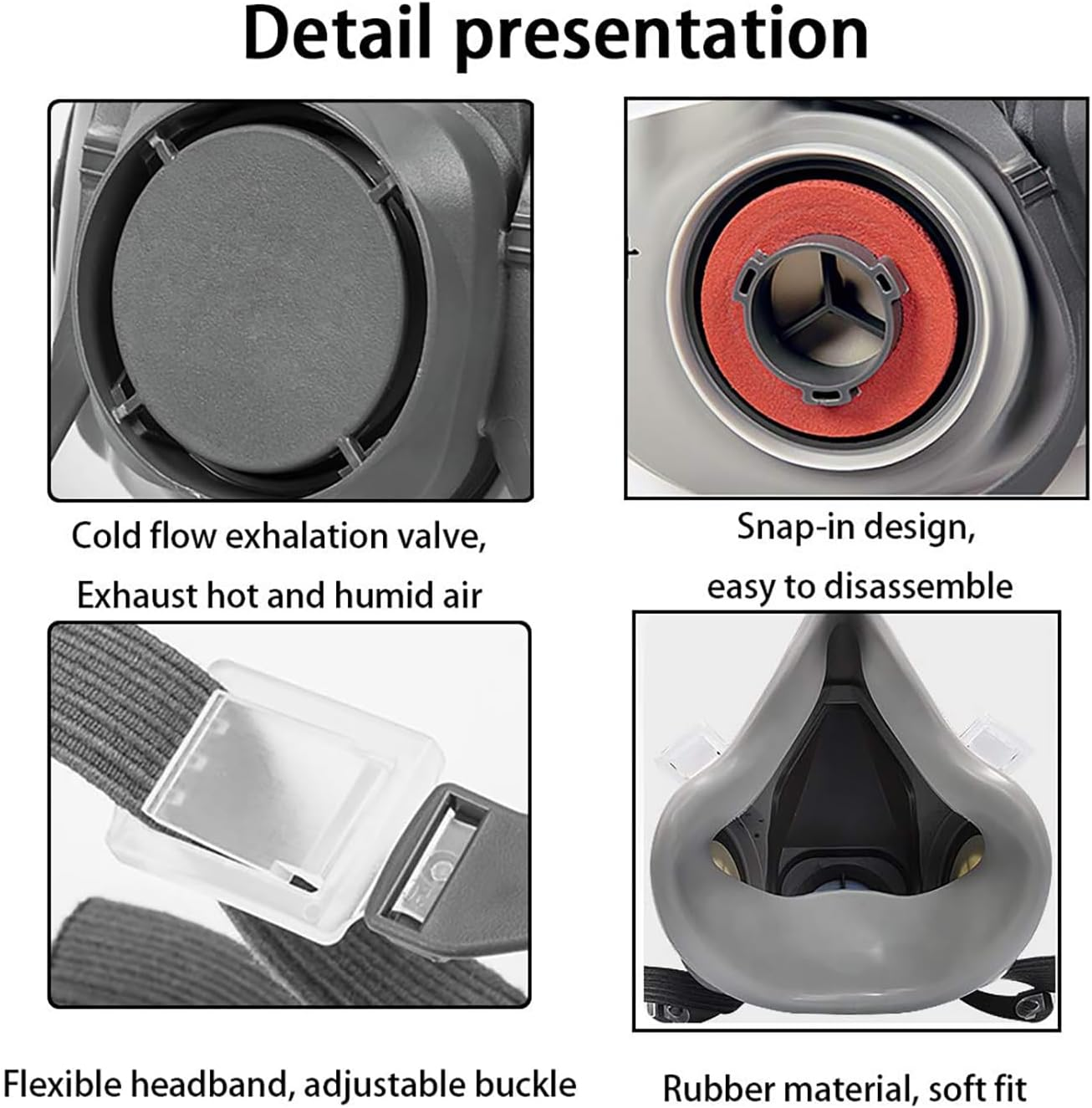 Half Facepiece Reusable Respirator Mask, Half Face Cover Set, Widely Used for Sanding, Cutting, Painting, Woodworking, Polishing, Welding, Spraying, Chemical and Other Work Protection image number 6