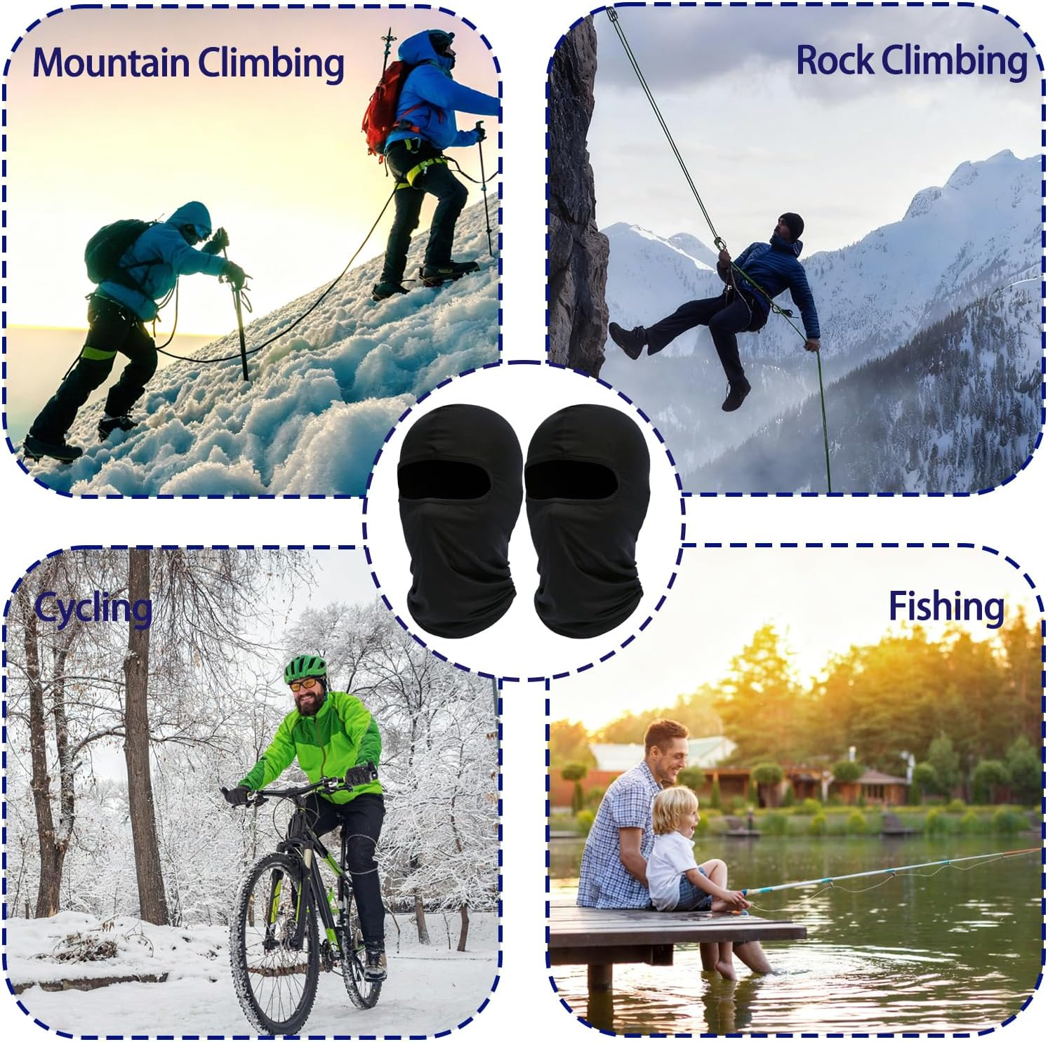 2 Pcs Balaclava Shiesty Ski Mask, Breathable Windproof Dustproof UV Protection Cooling Neck Gaiter Face Cover Headwear for Men Women Motorcycle Cycling Ski Running Hiking Outdoor Sports image number 4