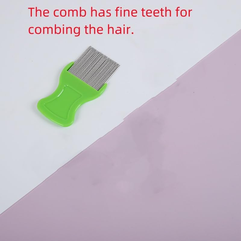 2 Pack Professional Lice Comb Set - Steel Head and Plastic Lice Removal Combs for Children, Adults, Pets, Dogs with Long Thick Hair (Green+Rose Red) image number 1