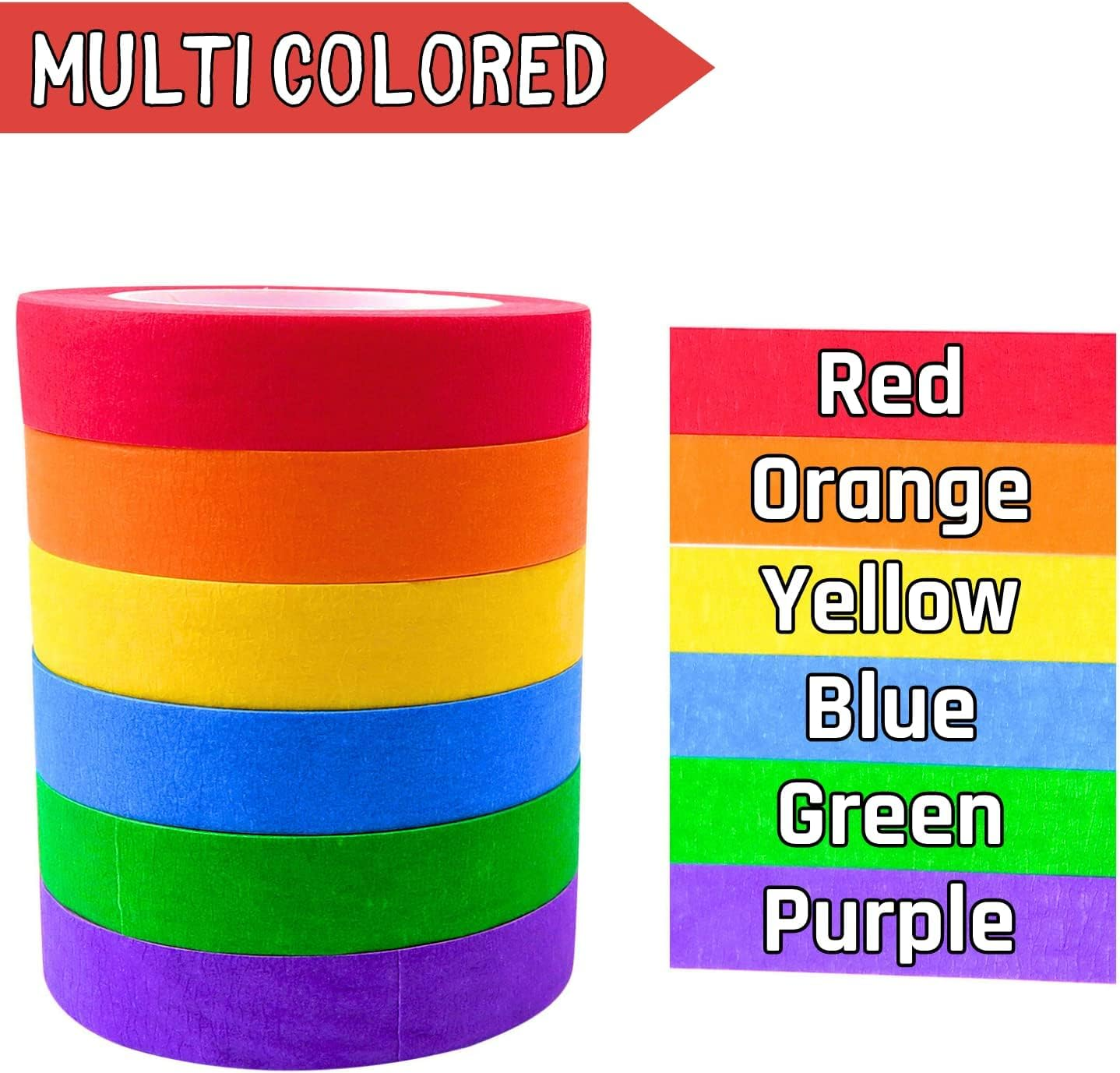 Colored Masking Tape, Painters Tape for Arts and Crafts, 6 Pack 1.5Cm&times;13M, Drafting Craft Tape, Labeling Paper Tape, Masking Tape, Colorful Artist Tape, Art Tape image number 5