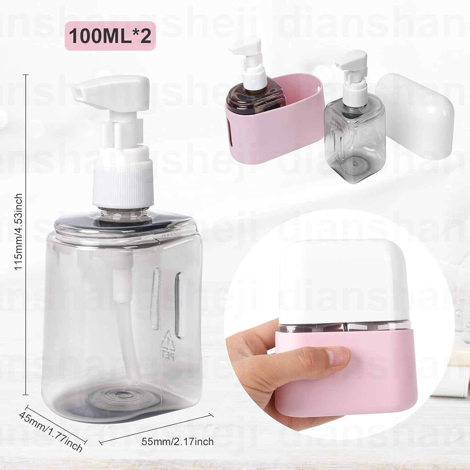 Yamadura Travel Bottles for Toiletries, TSA Approved Travel Containers, Refillable, Portable, Spray Bottles and Pump Bottles with Labels for Creams, Perfumes and Shampoos (Pink) image number 4