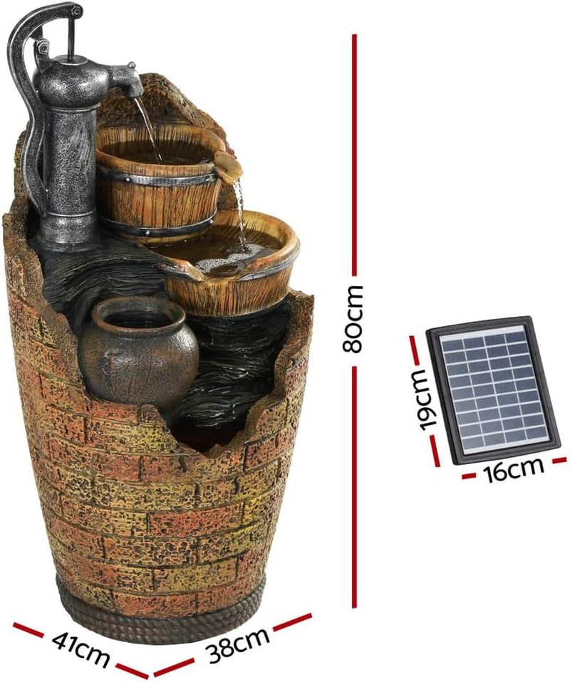 Gardeon Solar Fountain Water Feature Outdoor Cascading Hand Pump Design 80CM image number 6