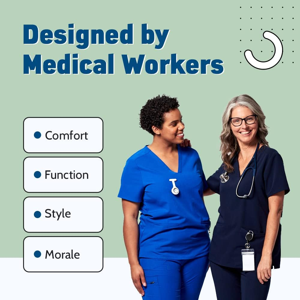 Dr. Woof Apparel Scrub Top for Women - 3 Pocket V-Neck Surgical Scrubs Tops - Short Sleeve Stretch Medical & Nursing Uniform Top for Ladies